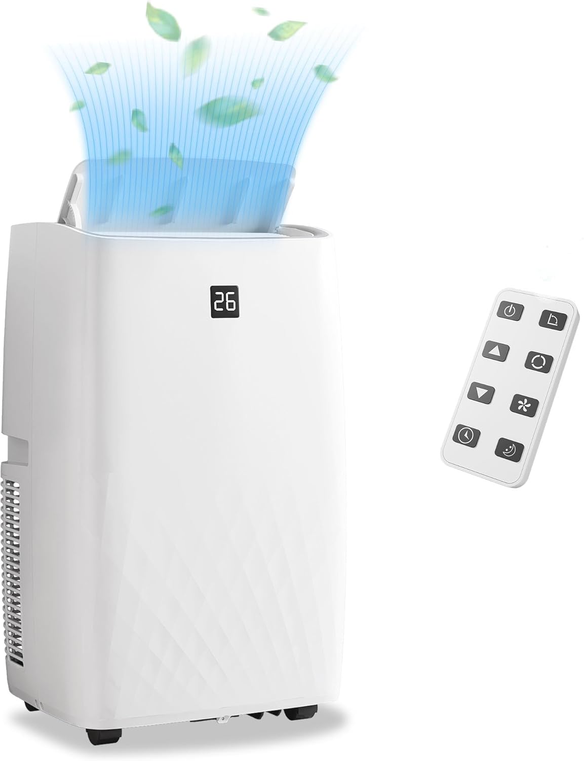 Qeetex LXLS2-PHO-10I2J5VV 14000 BTU Portable Air Conditioner for 750 Sq Ft 3 in 1 AC Dehumidifier Fan 3 Speeds Quiet 51dB Sleep Mode Remote 24H Timer Washable Filter Easy Install