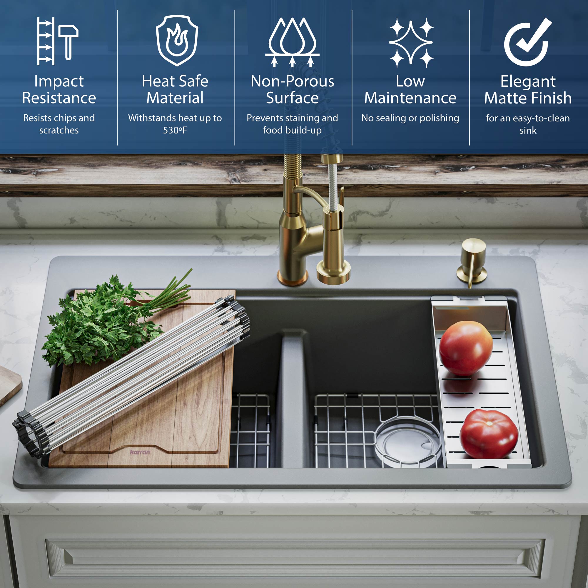 Karran QTWS-880-GR Kitchen-Sinks - View #2