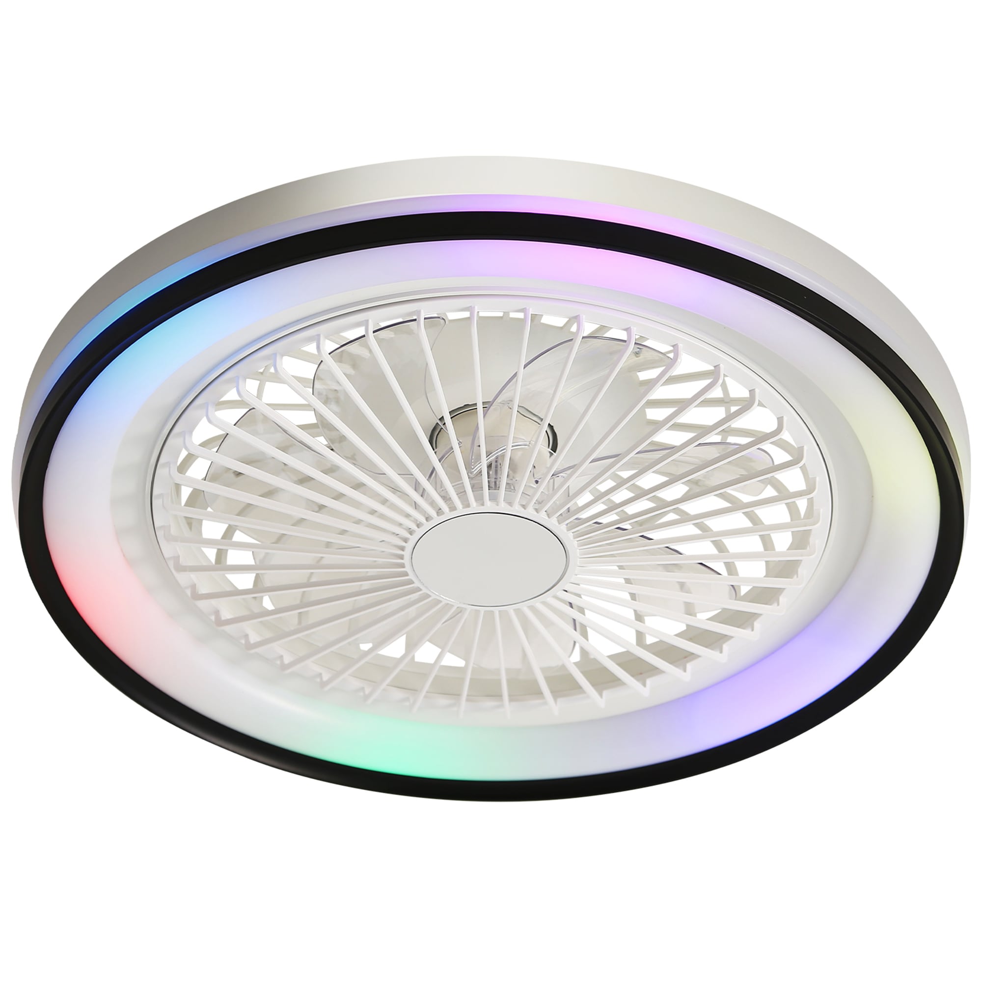 Bybafun Modern 19-in White LED Flush Mount Fandelier Ceiling Fan With Light and Remote Control Included
