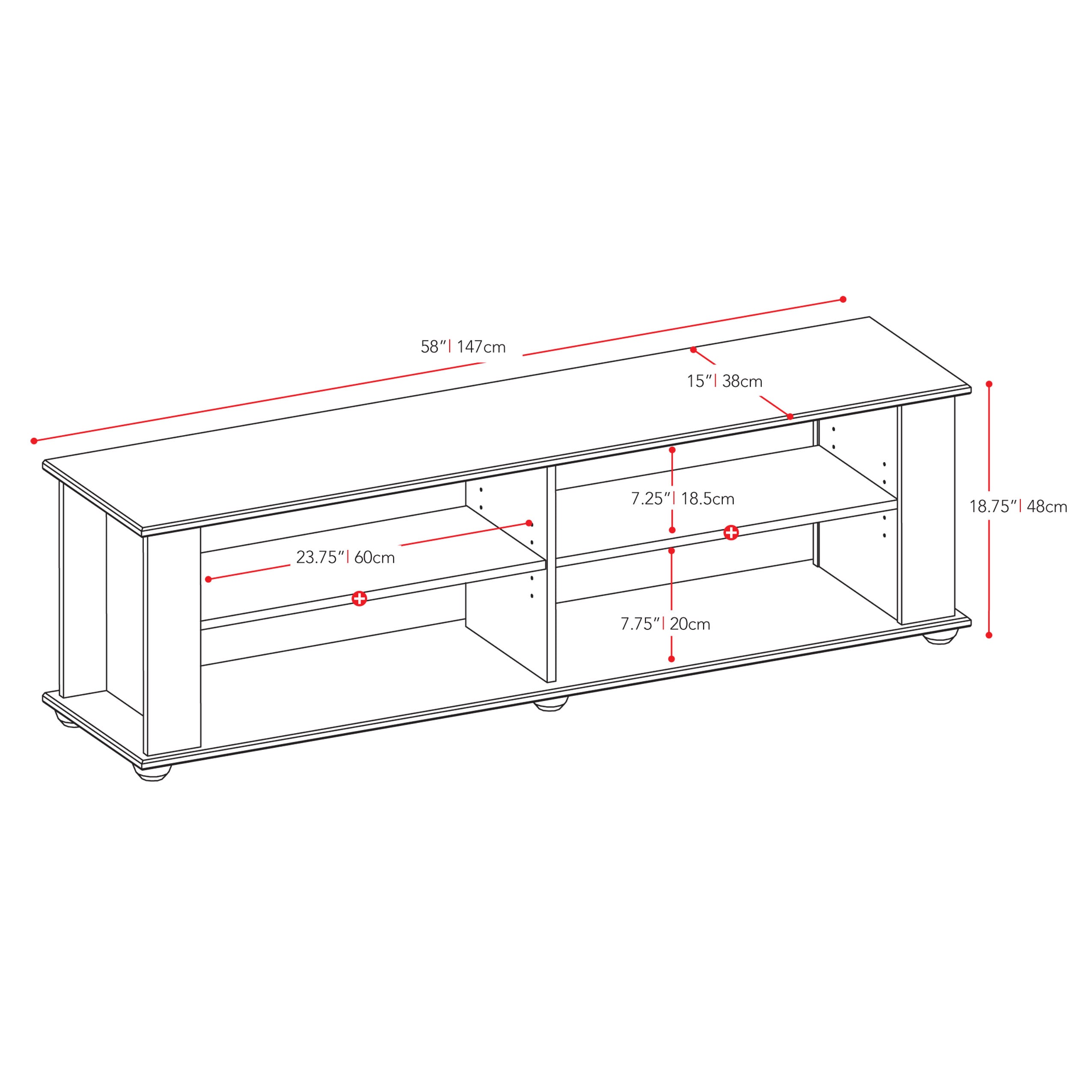 Ravenwood Black 62" Media Console with Adjustable Shelves