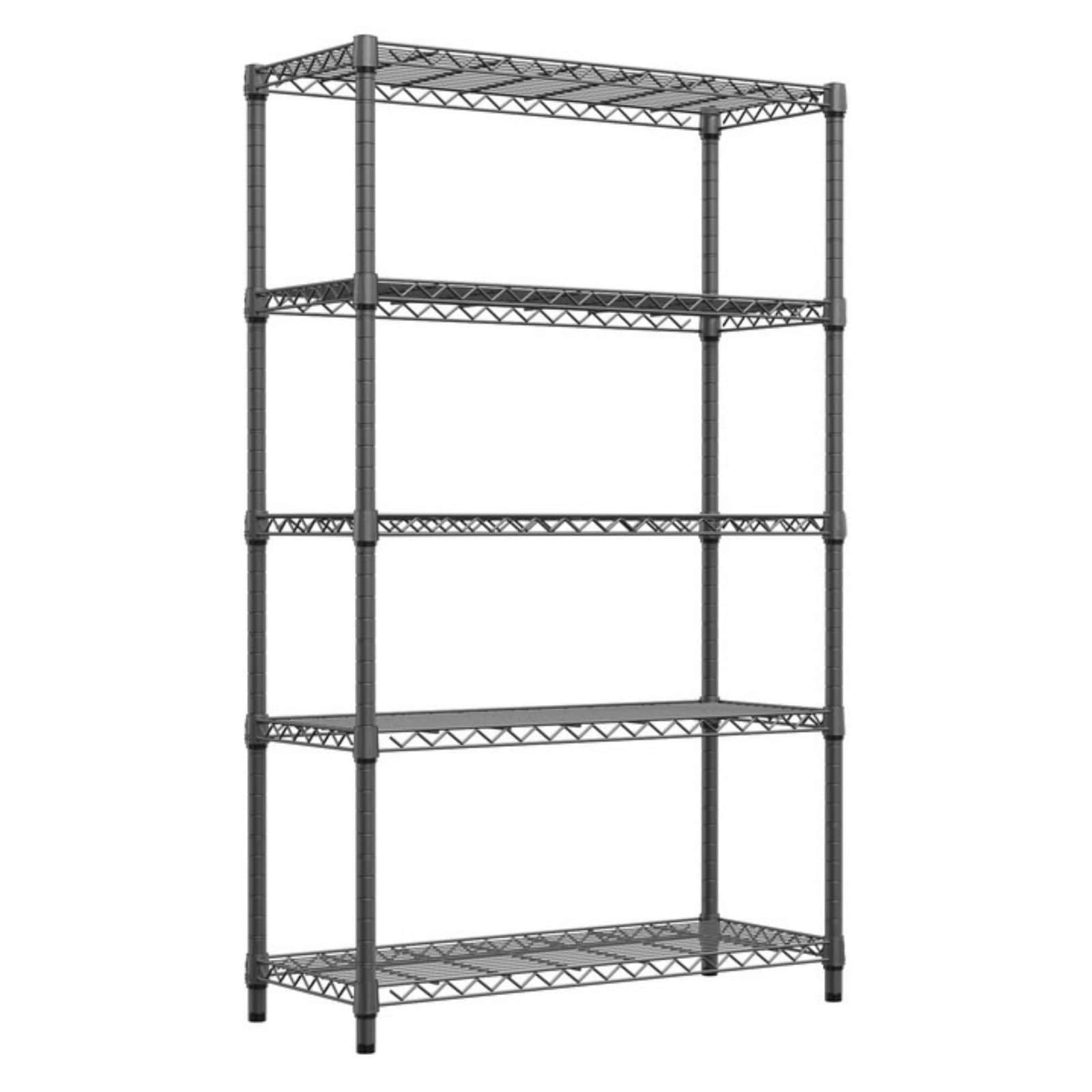 GlasFlength  Utility Storage shelf 5 Tier Steel Shelving Unit Adjustable Mobile Organizer Heavy Duty Storage Solution for Home Kitchen Garage Black