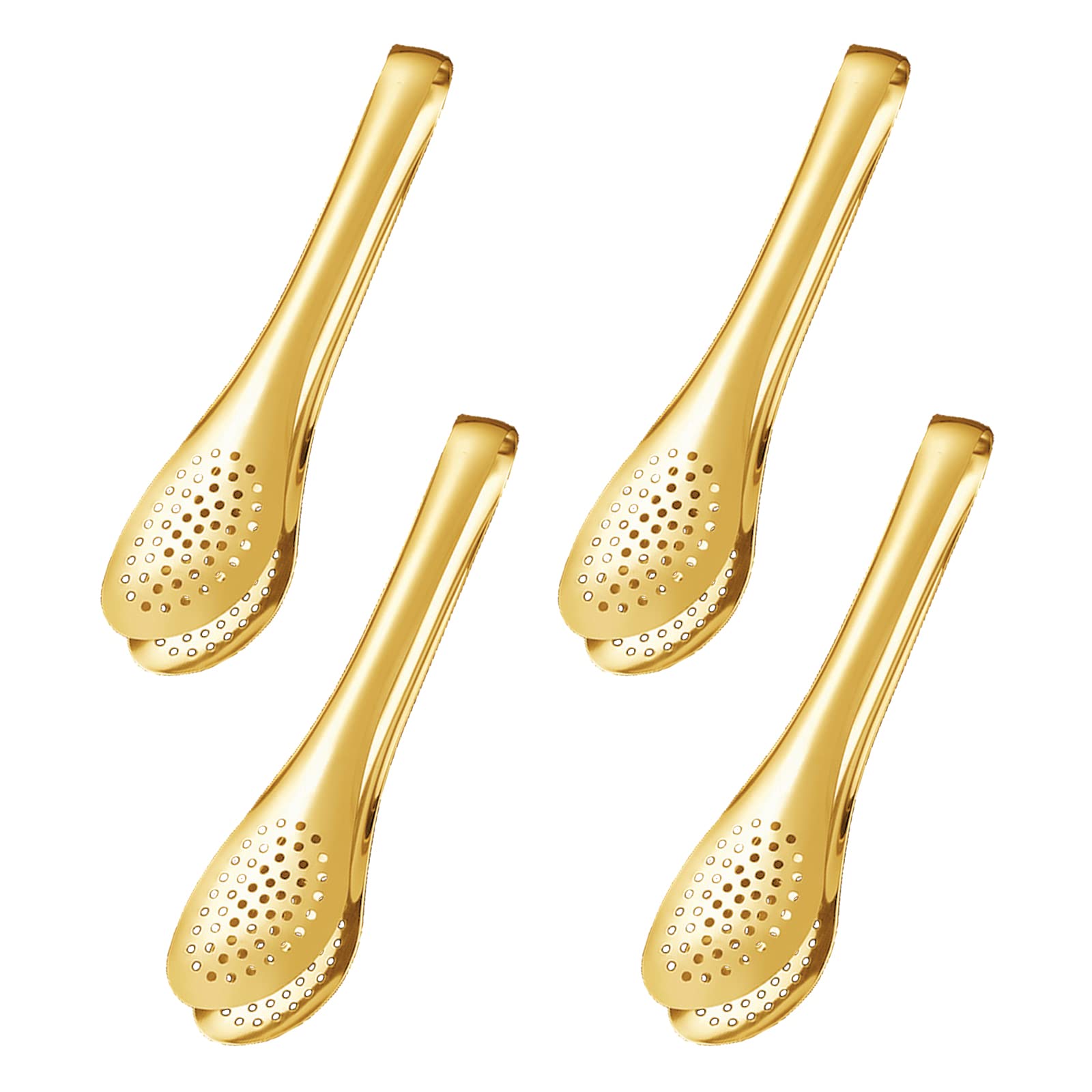 Aoibox  4 Pack 5 in Gold Stainless Steel Mini Serving Tongs for Appetizers Sugar Cubes Ice and Tea Party Set of 4