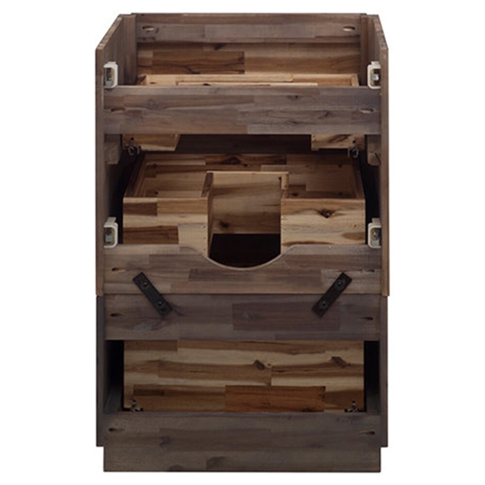 Ash Gray Acacia Wood Freestanding Single Bathroom Cabinet