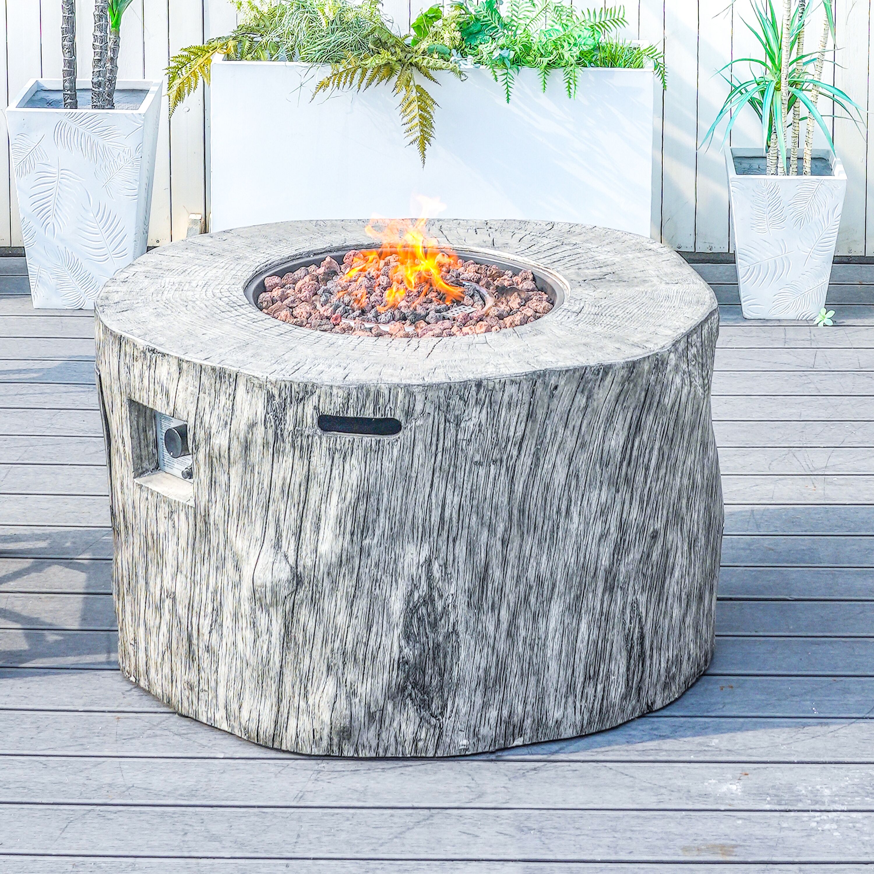 Direct Wicker DWG-2181-GR 36.5-in W gray Iron Round Tabletop Liquid propane Fire pit