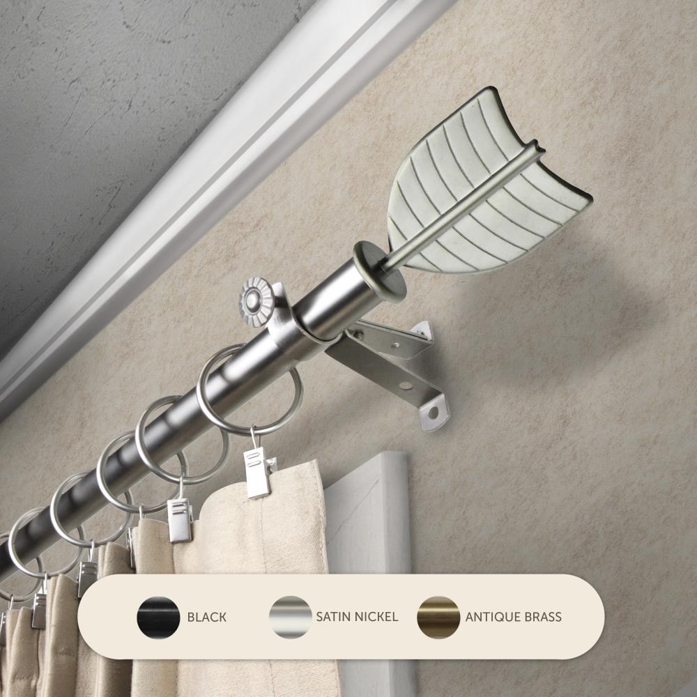 Hart & Harlow L4826-665 13/16-in Carly 66-in to 120-in Satin Nickel Steel Single curtain rod with Finials