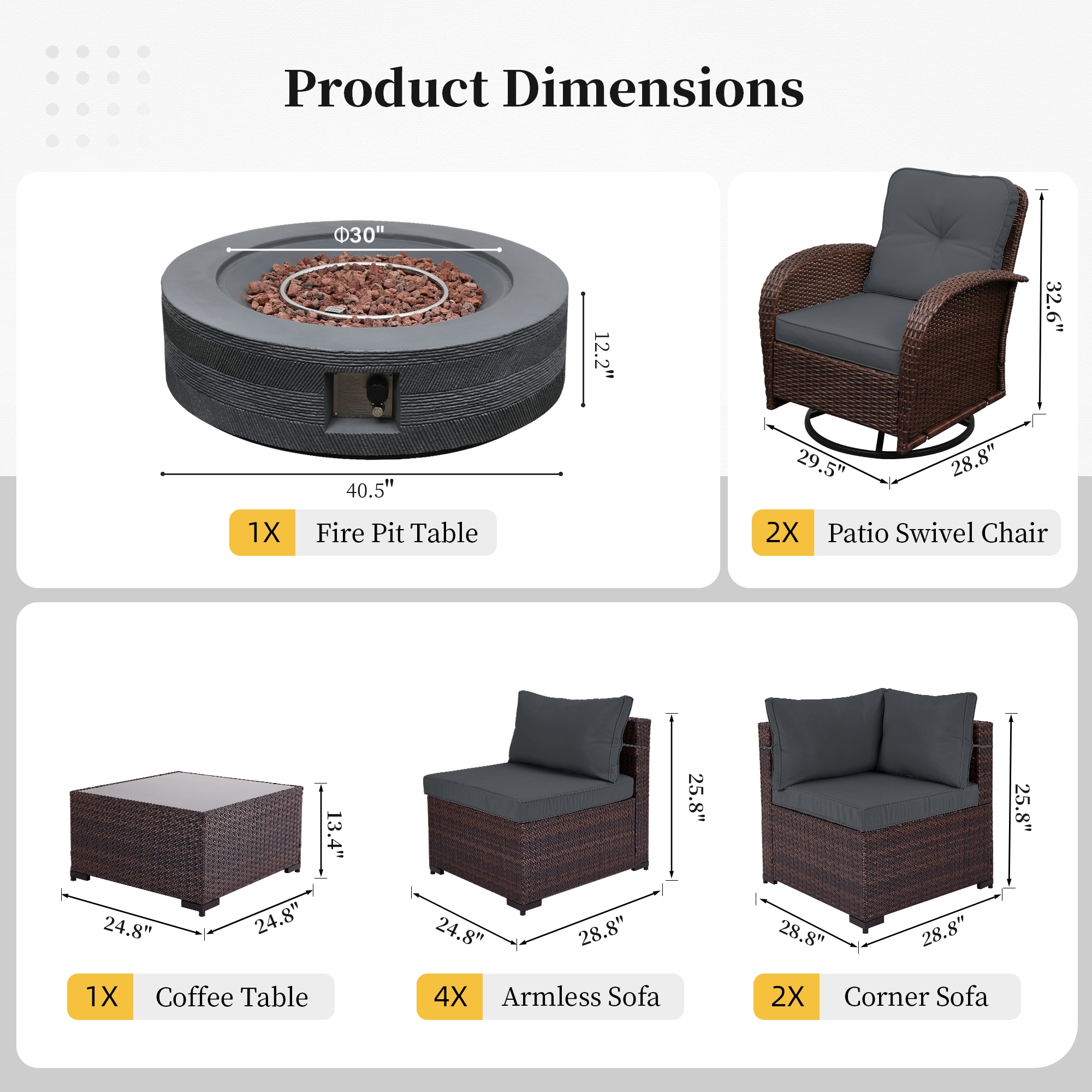 UPHA PL-2CZY11-42XDK-Z3 Patio-Conversation-Sets - View #12
