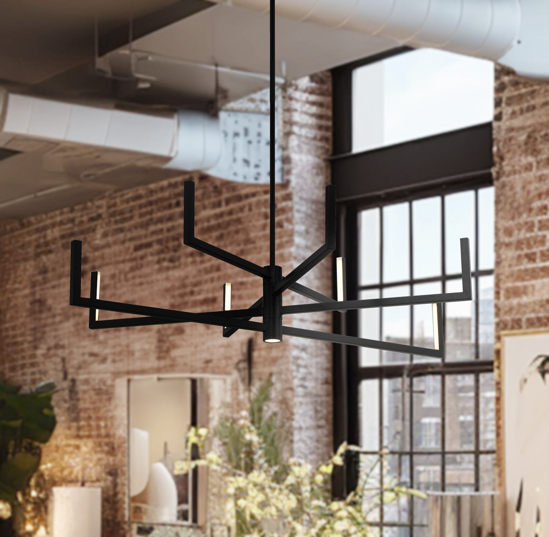 George Kovacs P1478-66A-L Articular 8 -Light Matte Black Modern/contemporary Integrated LED For Use in Bedrooms, Dining Rooms, Foyers, Kitchens, Living Rooms Chandelier