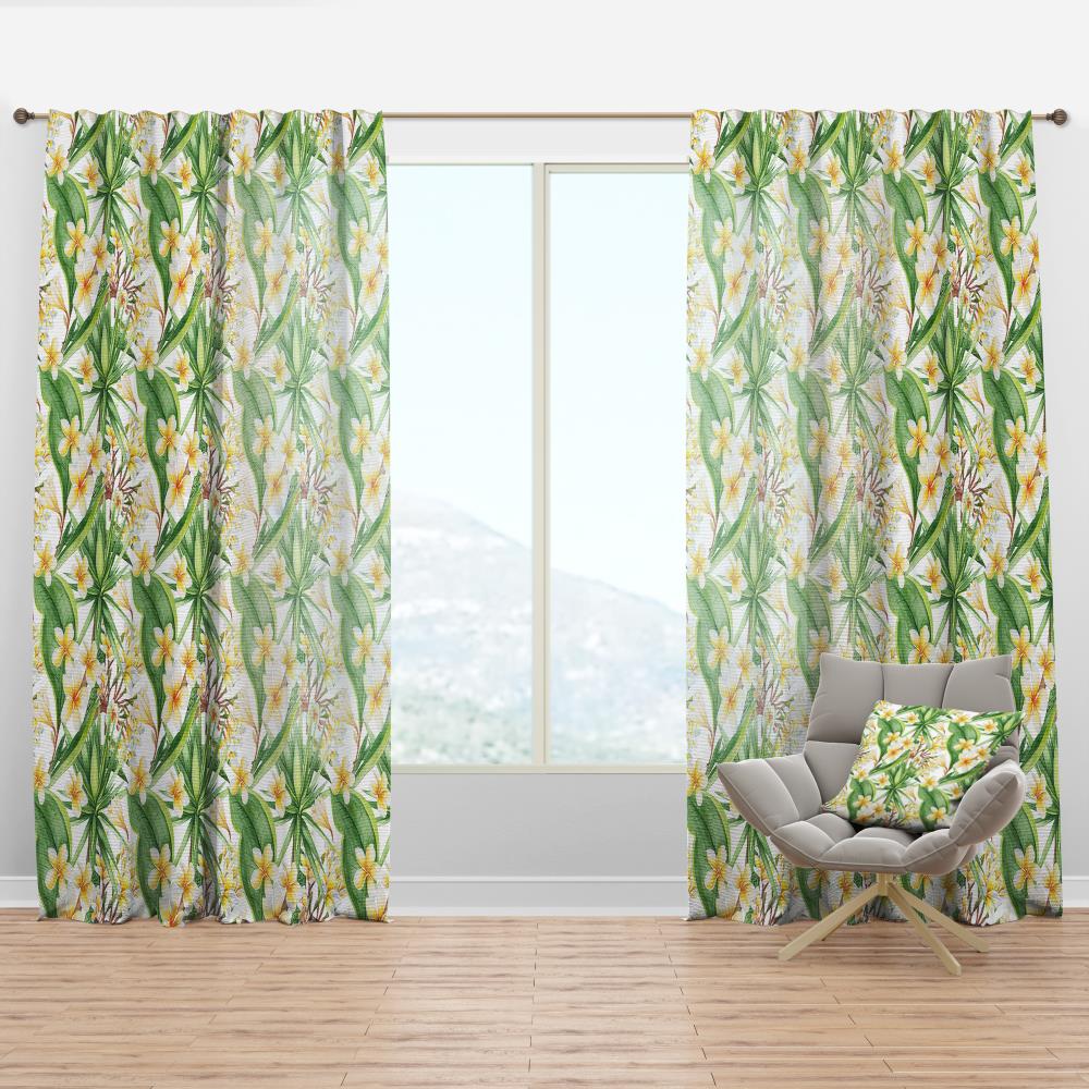 Designart CTN19296-52-108 108-Inches White Floral Room darkening Thermal lined Rod pocket Single curtain panel