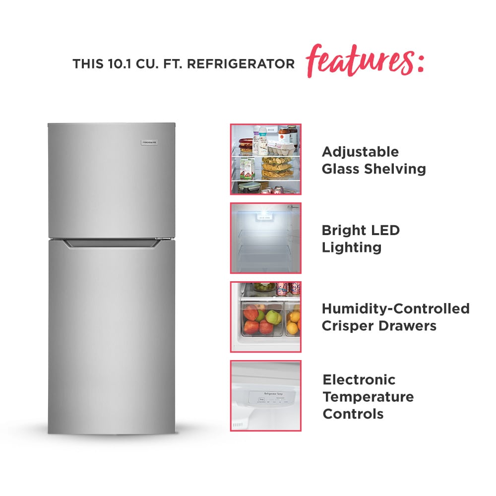 10.1 Cu. Ft. Top Freezer Apartment-Size Refrigerator Brushed  Steel-FFET1022UV
