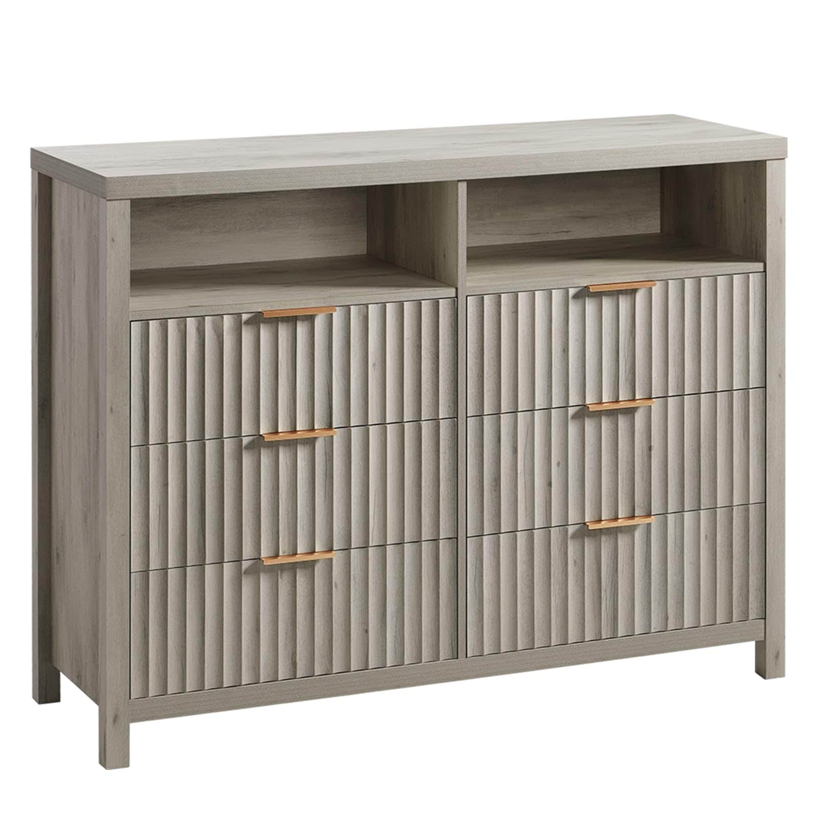 LTMATE LSAFSC0006GY Grey Oak 6 -Drawer Standard dresser