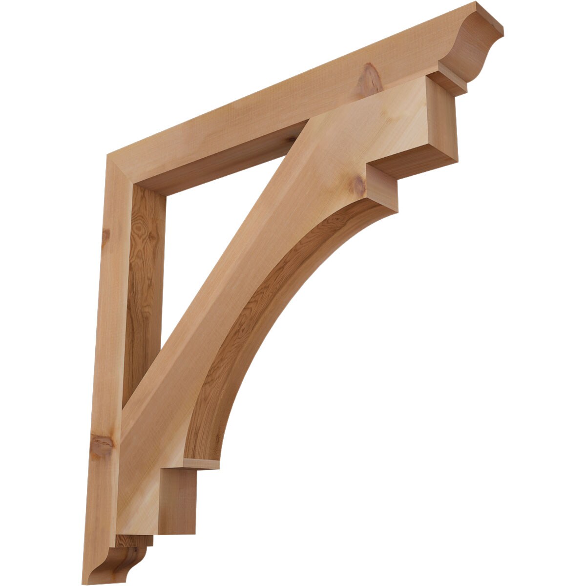 Ekena Millwork BKT04X38X38MRC01SWR Merced traditional smooth 3-1/2-in x 38-in x 38-in Western red cedar Brown Wood Standard bracket