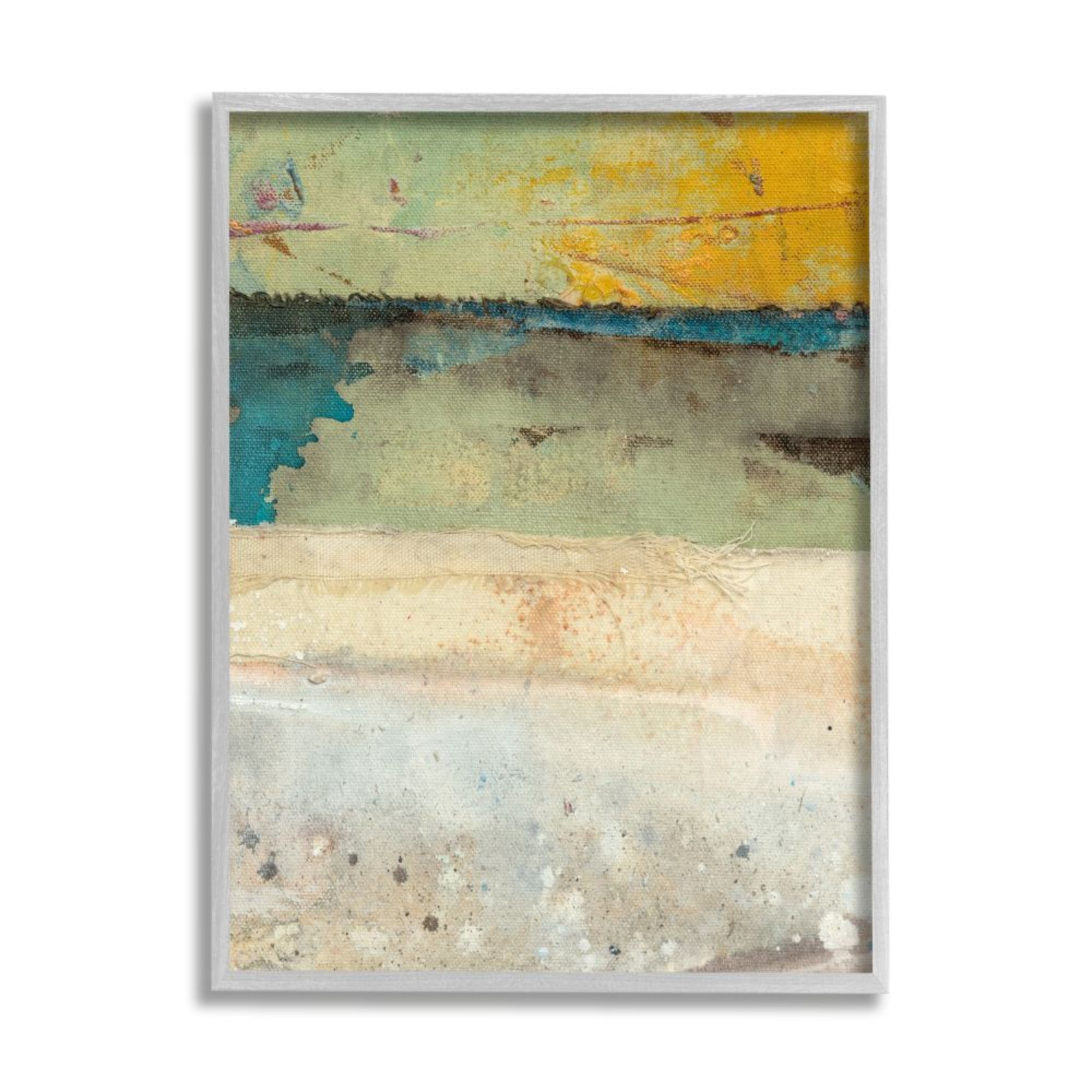 Stupell Industries AB-999-GFF-11X14 Aged Green Beige Blue Color Block Abstraction Erin Ashley Framed 14-in H x 11-in W Abstract Print