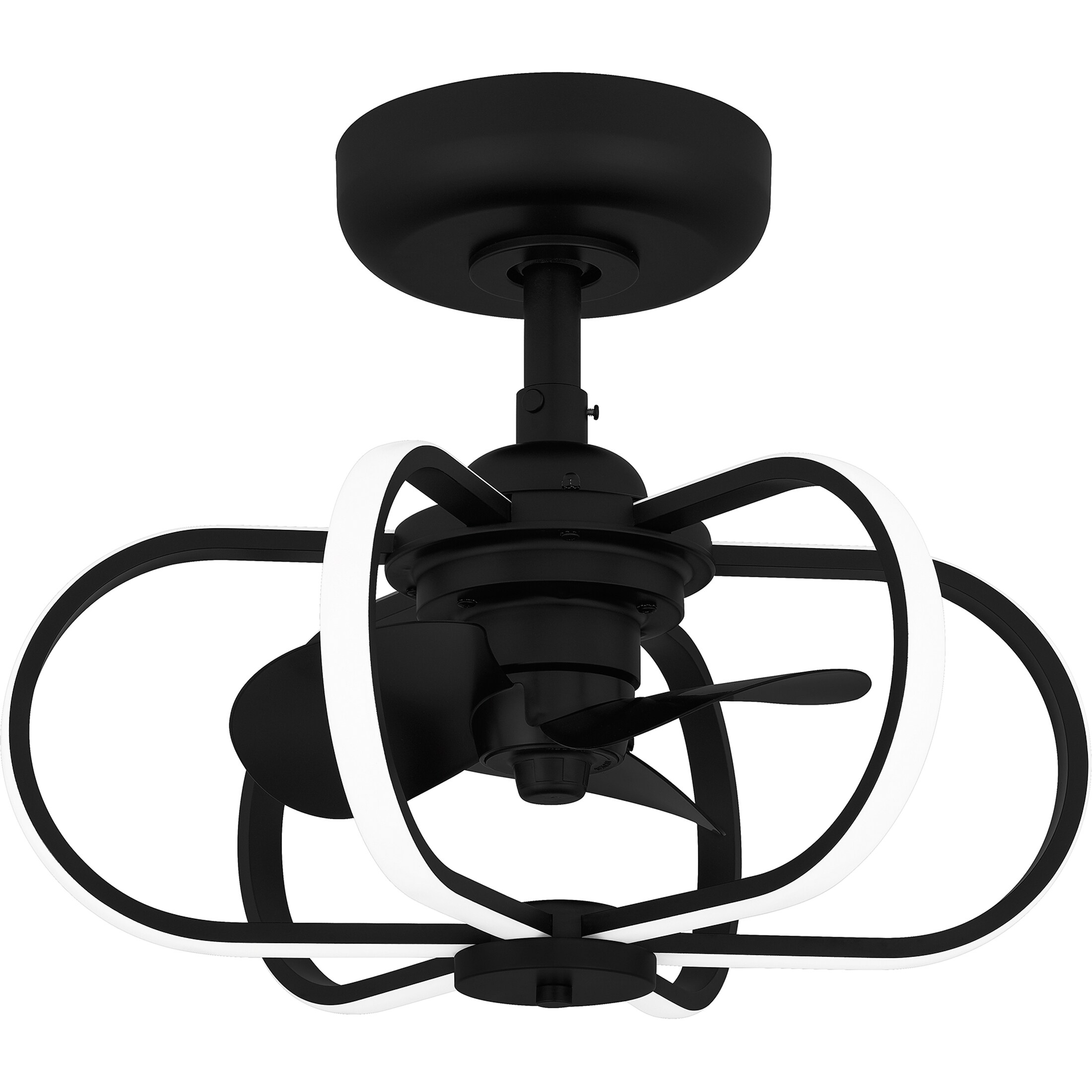 Quoizel QFA6164MBK Zuri 19.75-in Integrated LED Matte Black with Matte Black Blades Fandelier - Remote Included ( 3 -Blade )