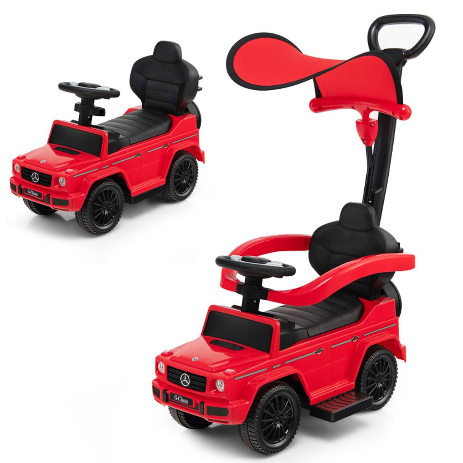 SUGIFT - 34.3-in Licensed Mercedes-Benz G350 3-in-1 Toddler Push Car Walking Car and Sliding Ride...