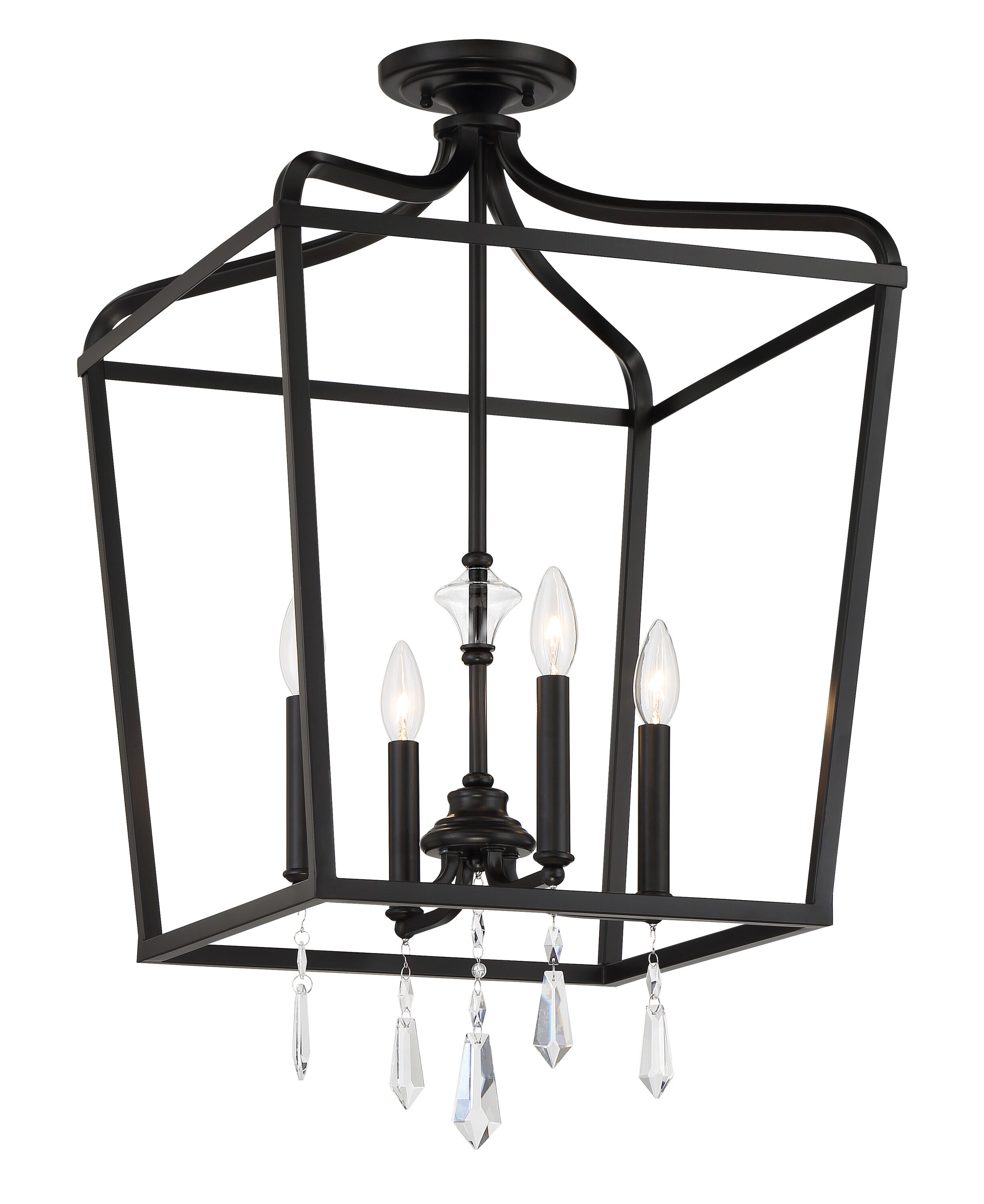 Laurel Estate Coal Finish 4-Light Clear Glass Lantern Chandelier
