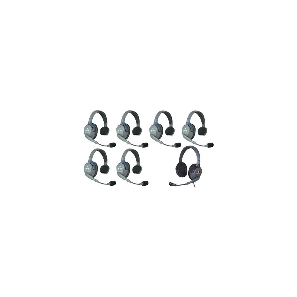  TCNCD340547 Eartec EAR-HUB7SMXD UltraLITE and HUB 7 Person Intercom System with 6 Single Headsets and 1 Max 4G Double