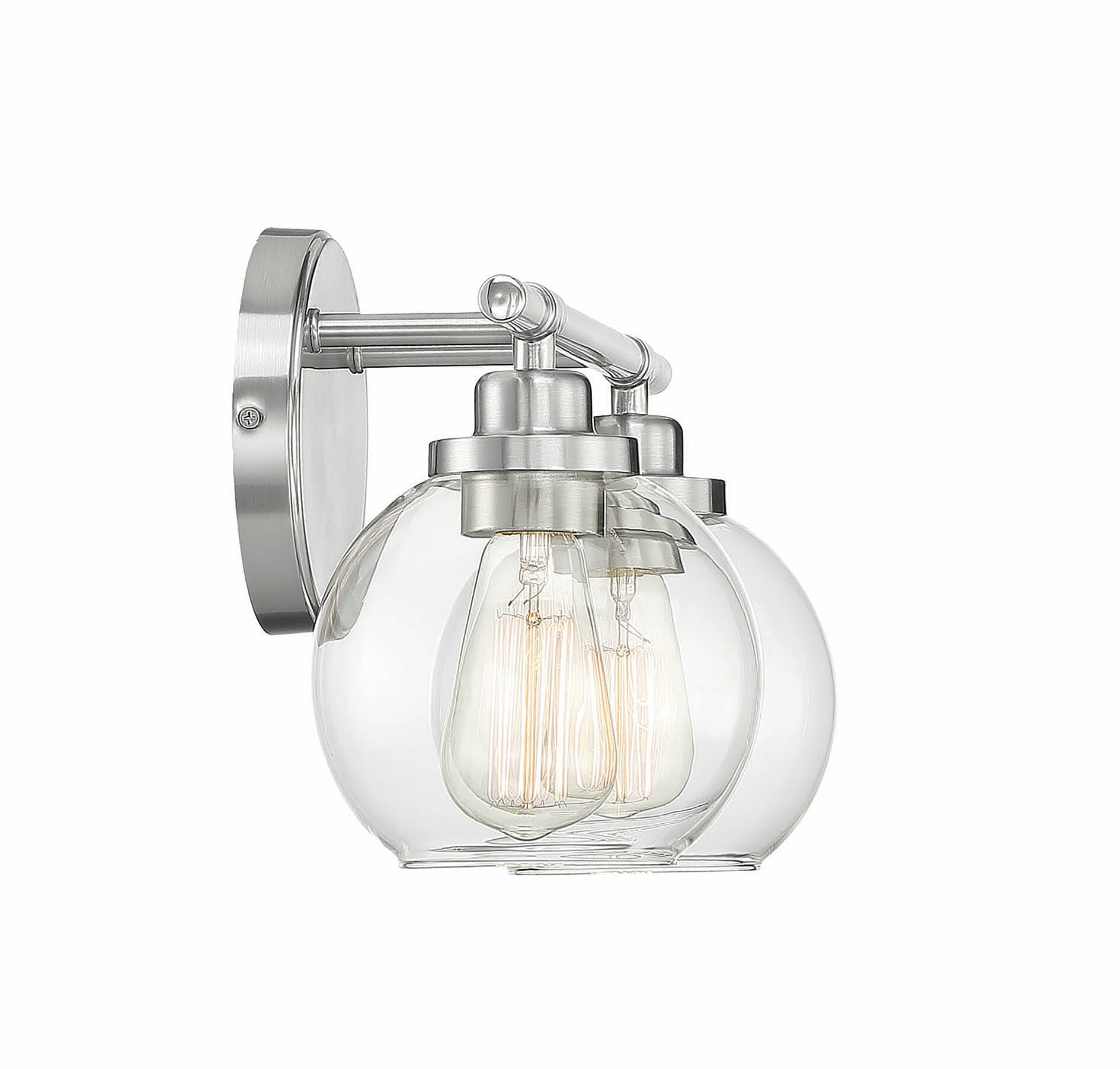 Carson Satin Nickel 2-Light Vanity with Clear Glass Shades