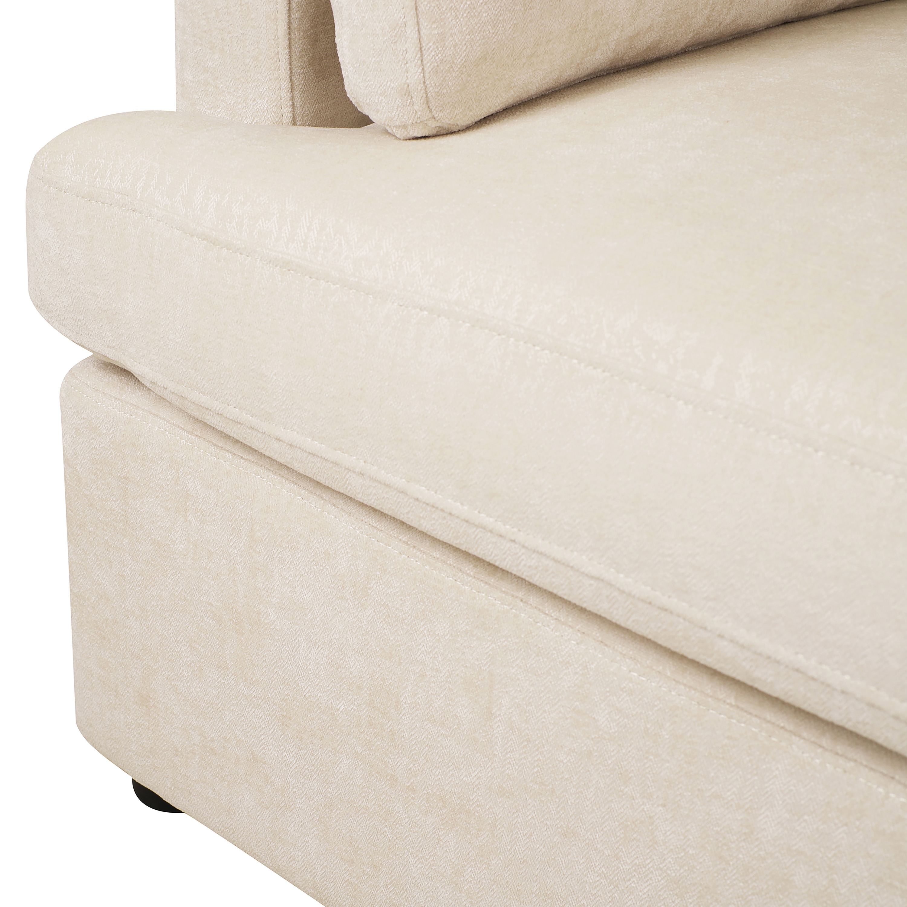 Beige Barrel Accent Chair with Wood Frame and Cushions