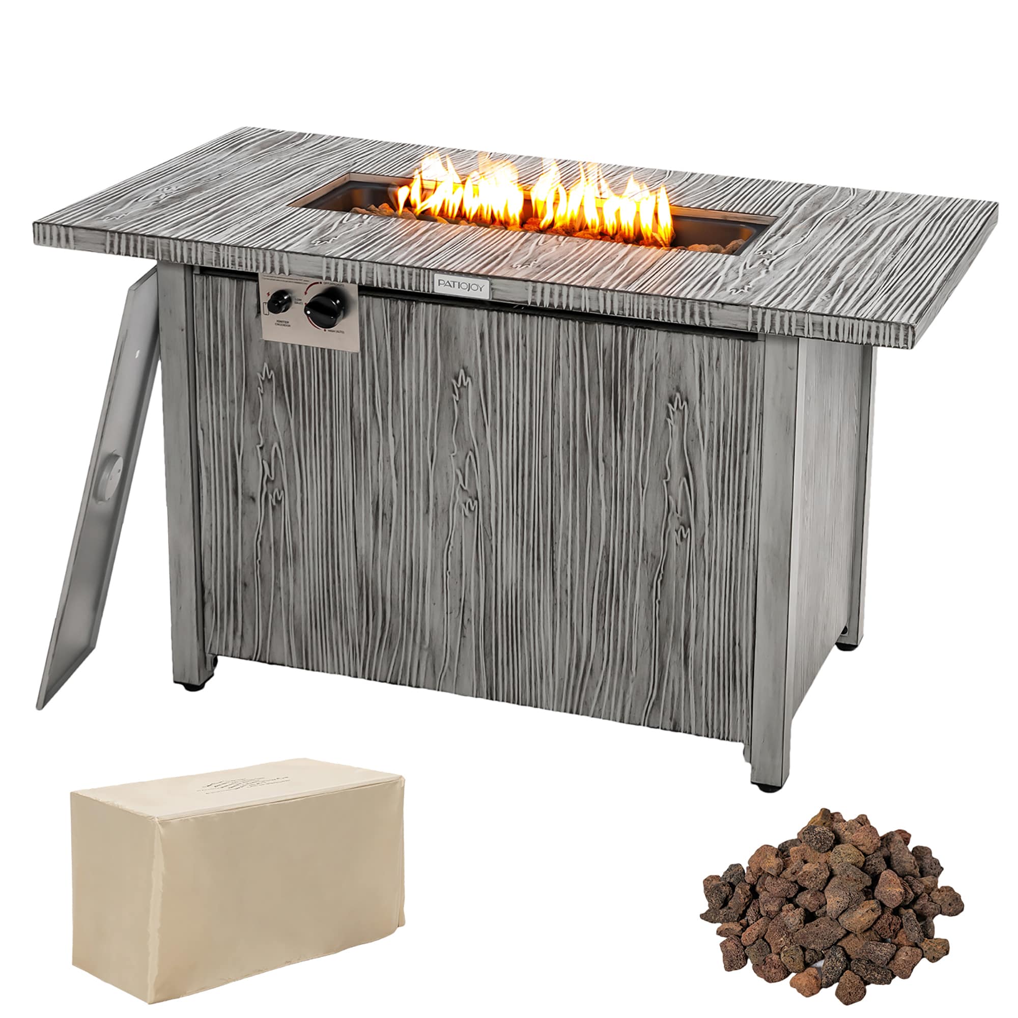 Costway NP10795GR 18-Inches W Gray Steel Rectangle Natural gas Fire pit