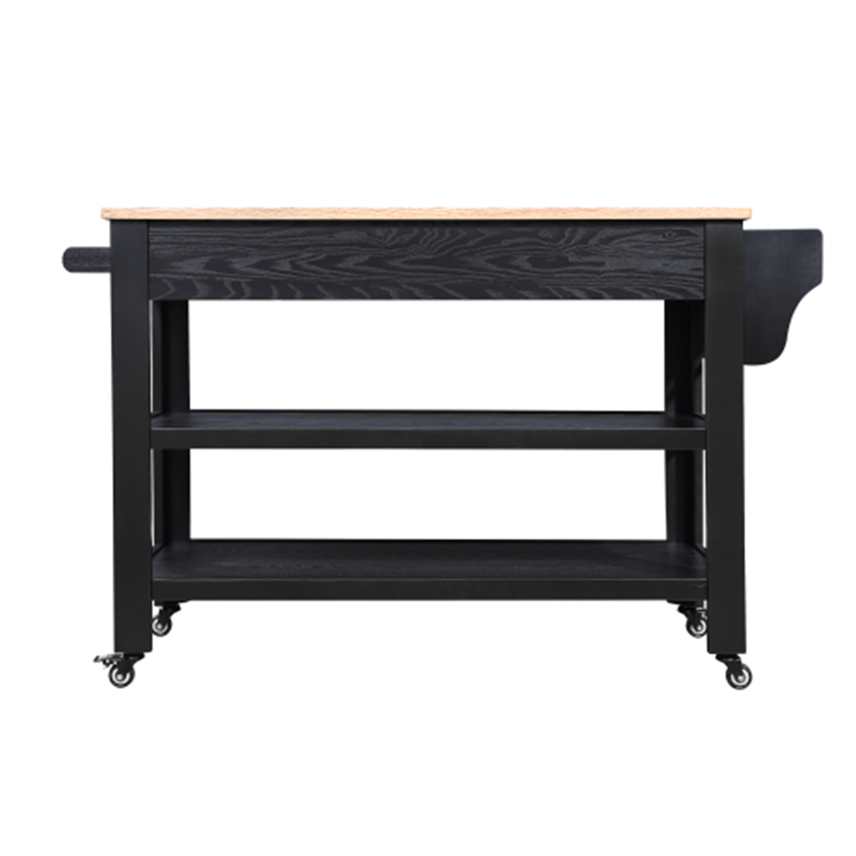 Miki Shinly Black Mdf Base with Mdf Top Rolling Kitchen Island (18.5-in x 36.22-in x 54.33-in)