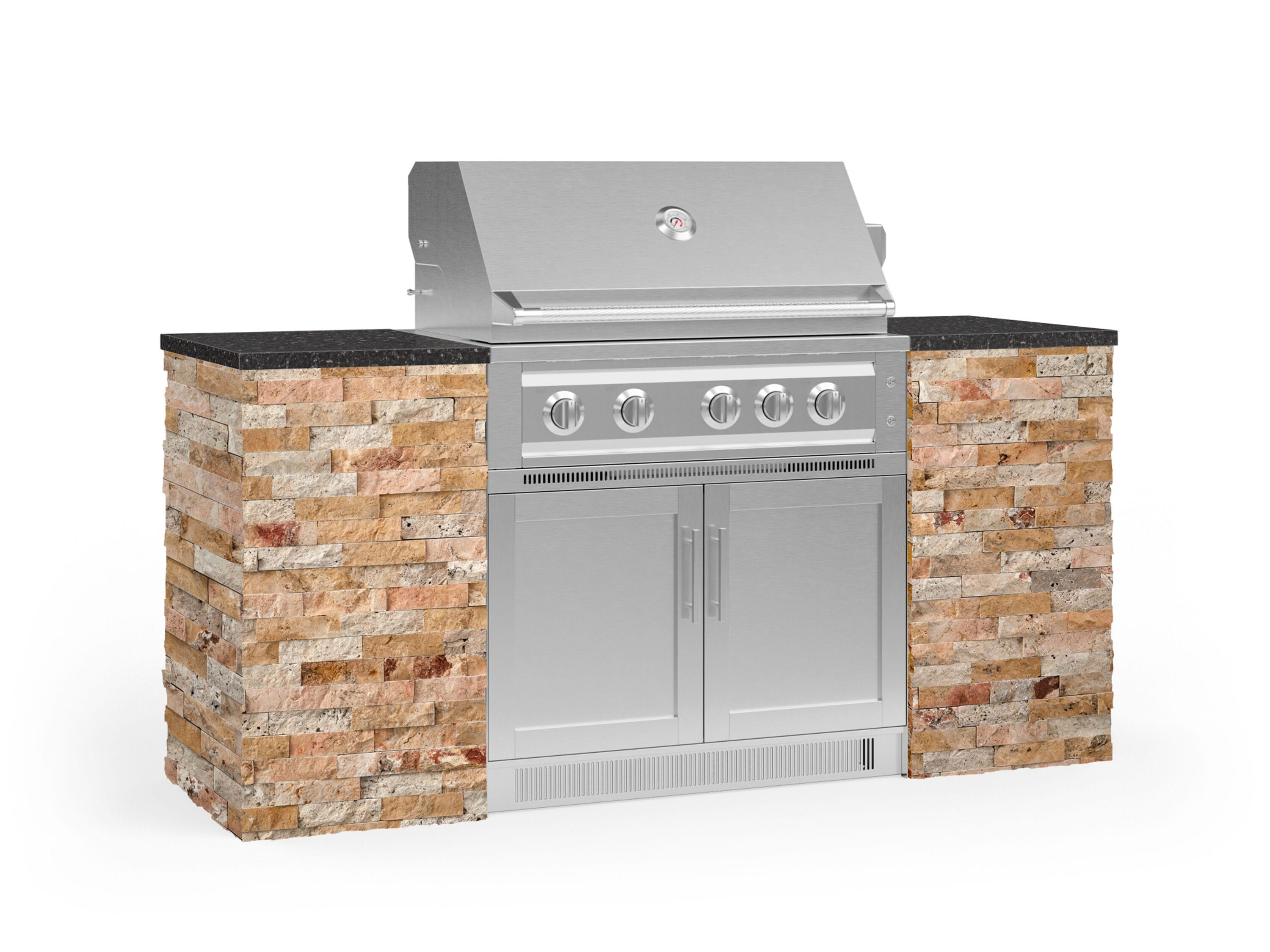 NewAge Products 68529 Signature Series Cabinets Platinum Grill 6 -Piece 75.16-in W x 25.5-in D x 51-in H Modular Outdoor Kitchen Set 5 Burners