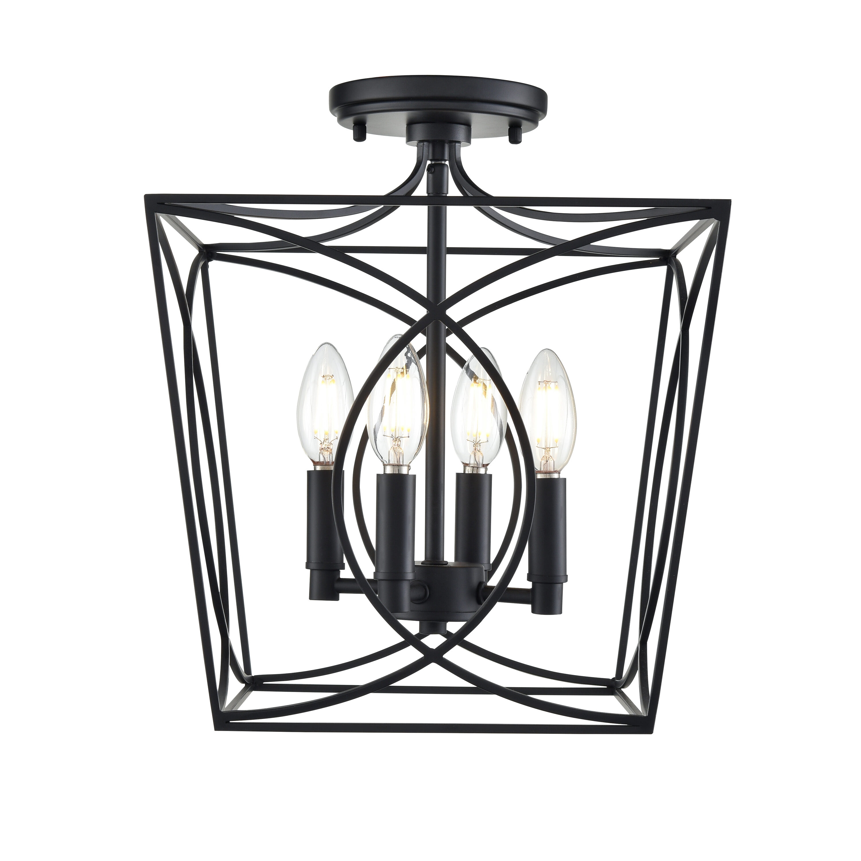 Millennium Lighting 4004-MB Tracy 4 -Light 12-in Matte Black Semi Flush Mount Light