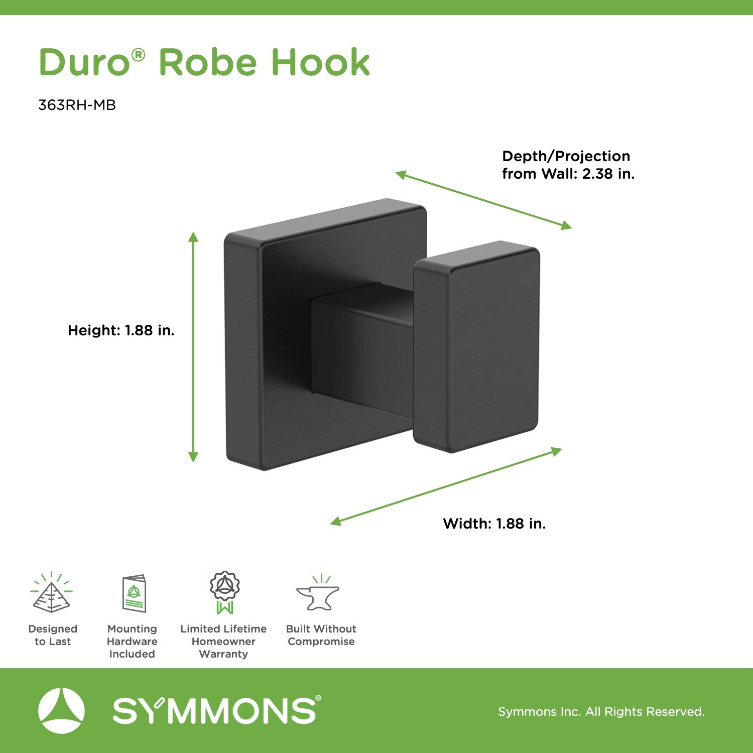 Symmons 363RH-MB Robe-Hooks - View #3