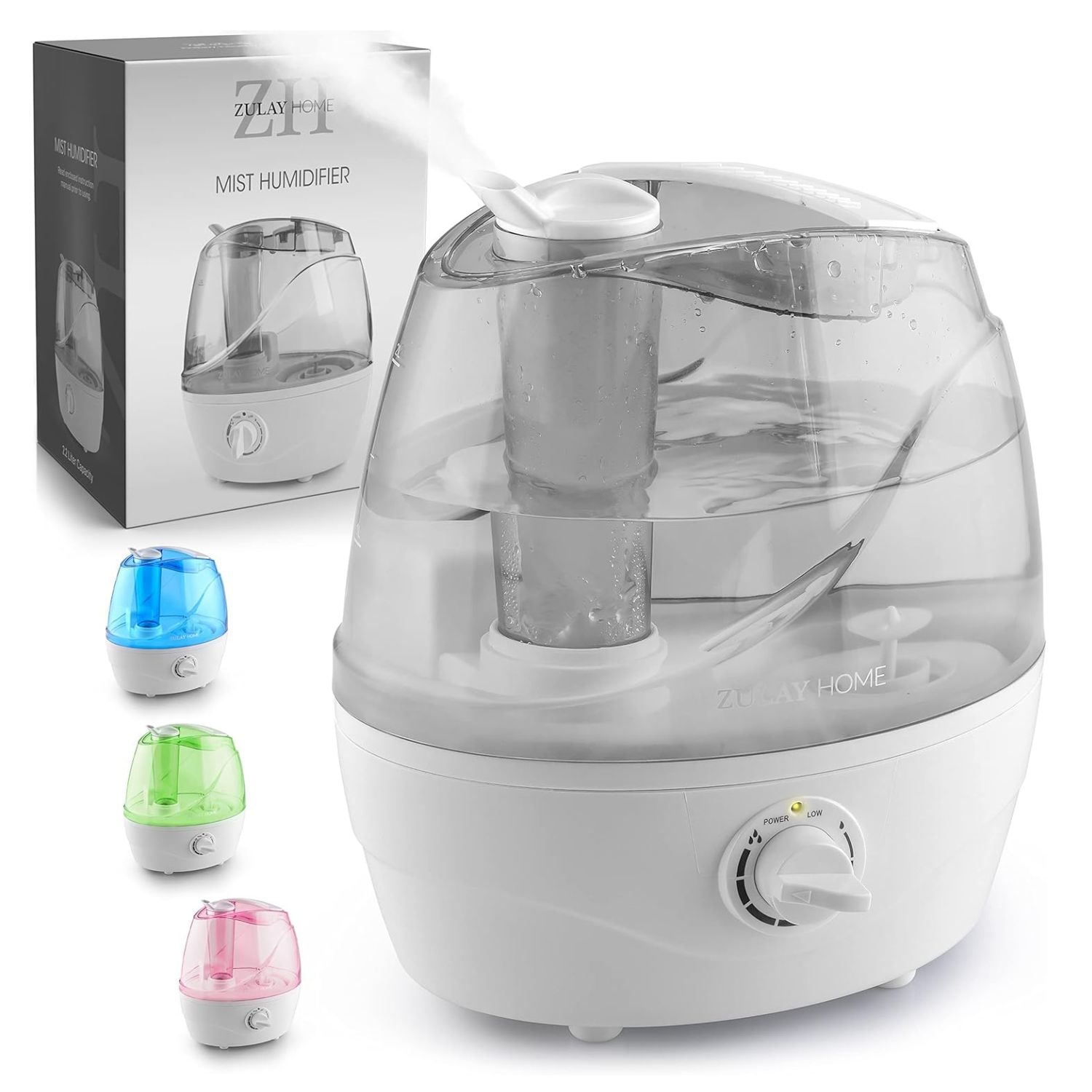 Zulay Kitchen Cool Mist Humidifier 2.2L Water Tank Quiet Ultrasonic Air Humidifier for Bedroom Large Room Auto Shutoff Nursery Kids Room Plants #X002UEBCKR