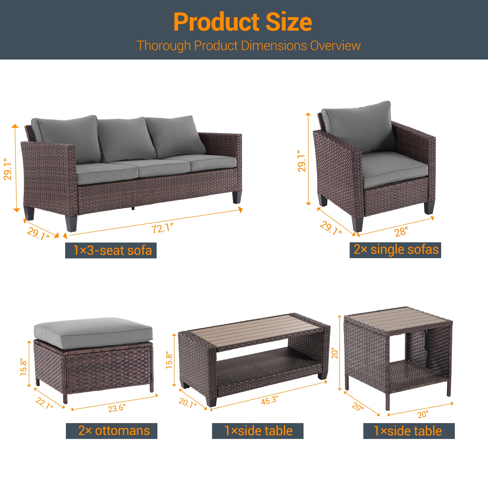 ACEGOSES LW-115BGY-S1T3 Patio-Conversation-Sets - View #2