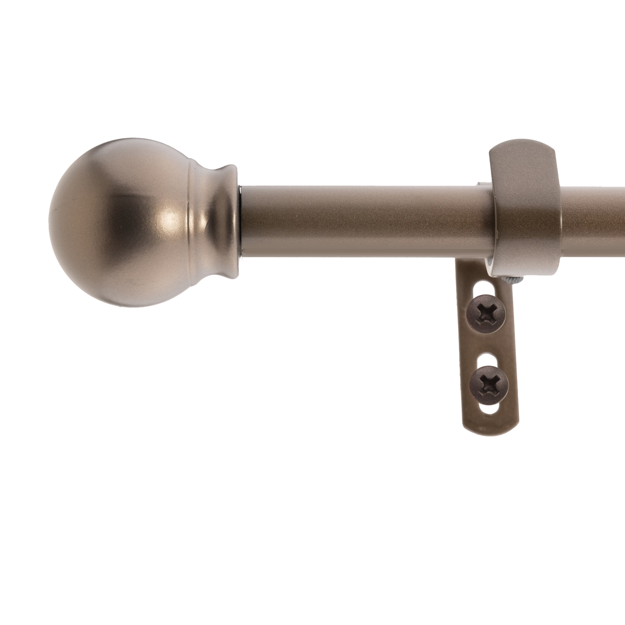 Decopolitan 31119-DB 72-in to 144-in Bronze Steel Single curtain rod with Finials
