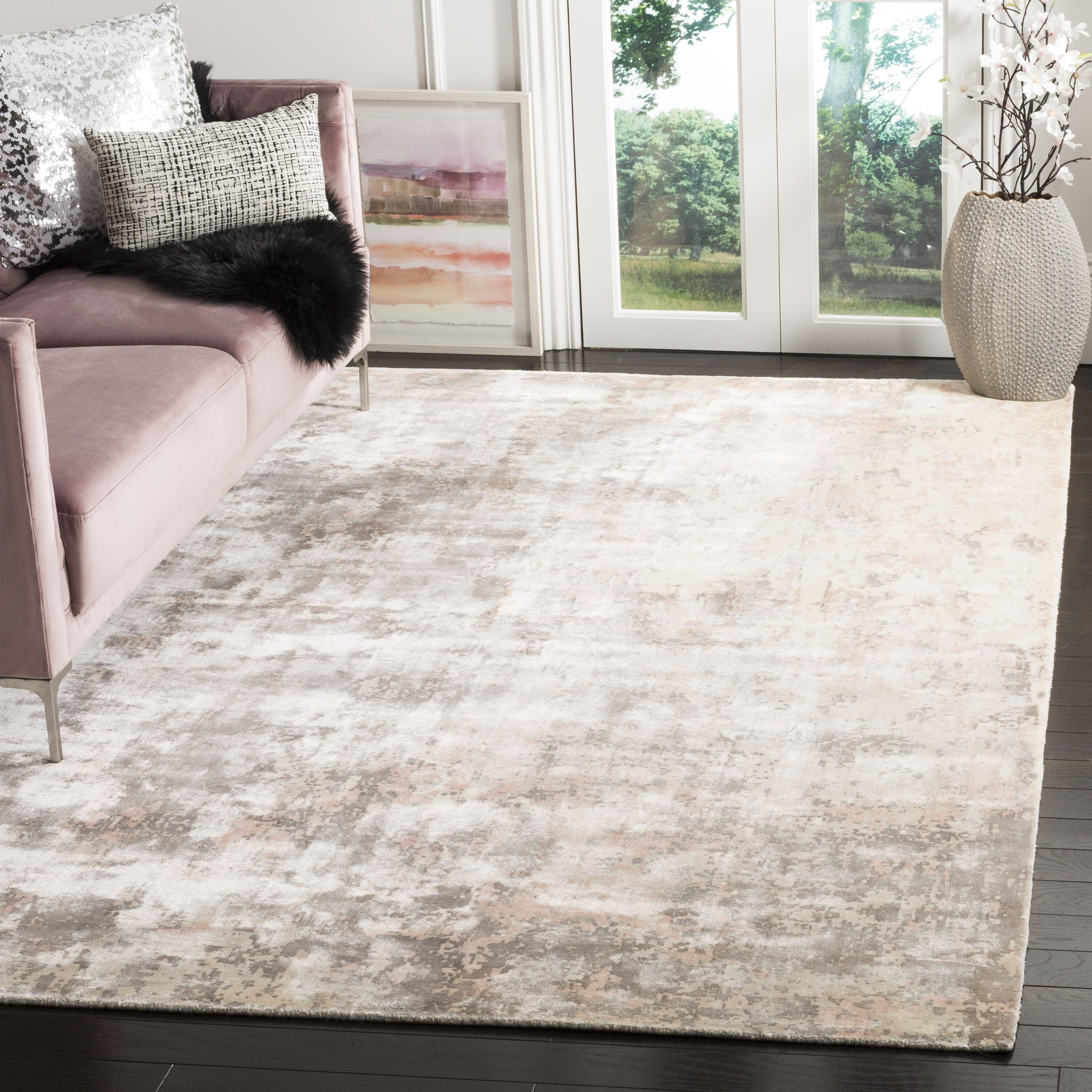  Mirage 411 Pink Contemporary 6ft x 9ft Medium Rectangle Rug