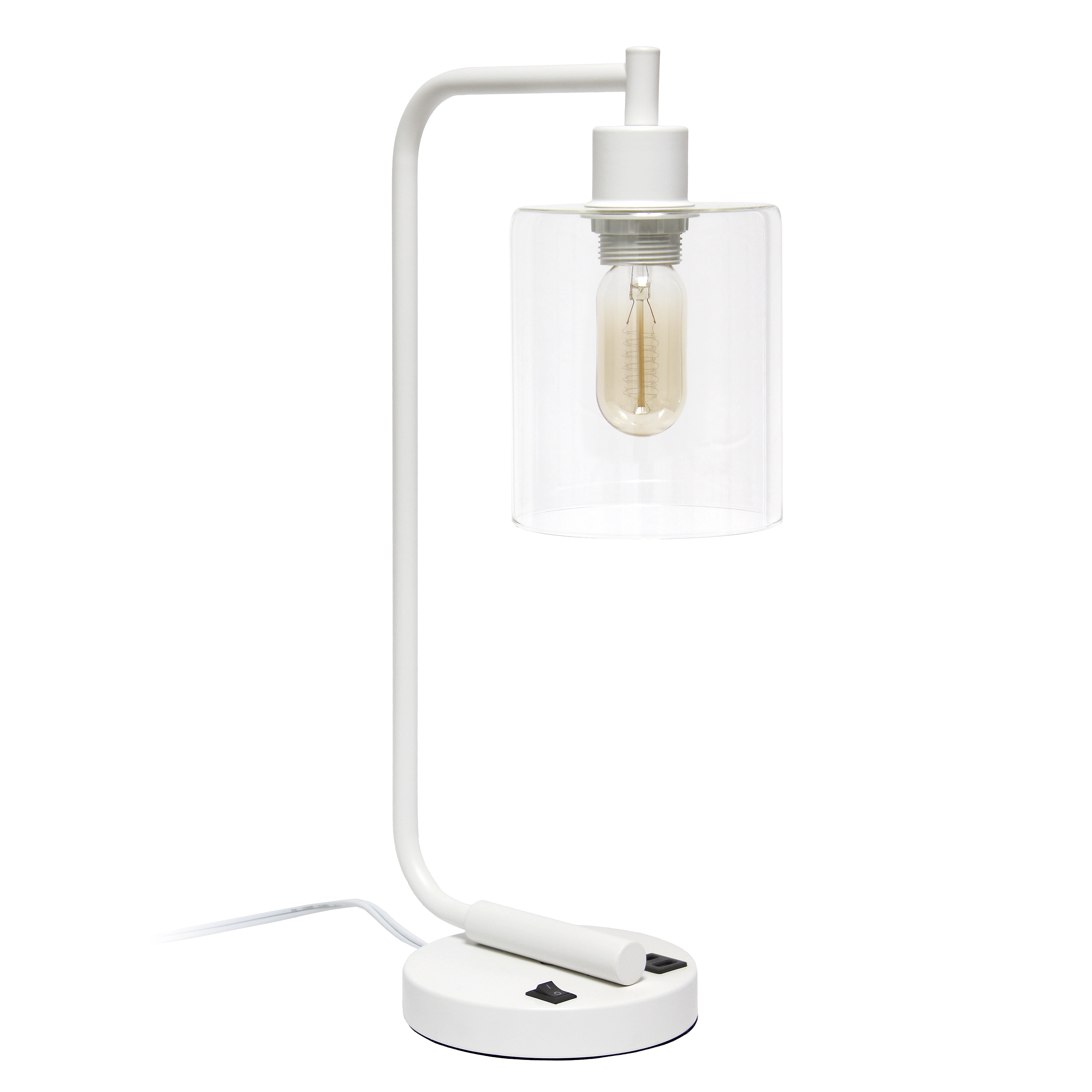 Lalia Home LHD-2002-WH Studio Loft 18.8-in White Standard Desk Lamp with Glass Shade