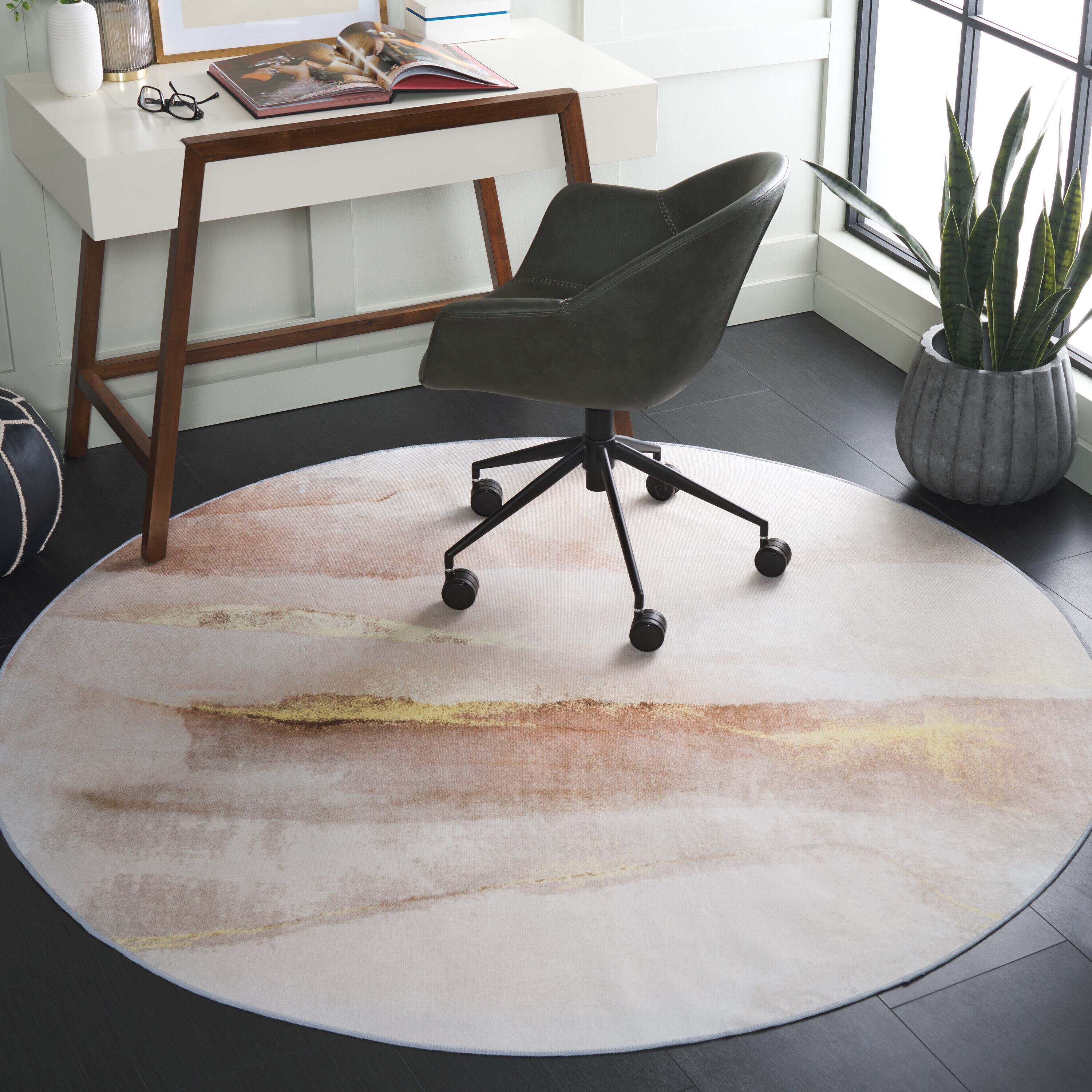Malibu 807D Beige Gold 6ft x 6ft Contemporary Rug