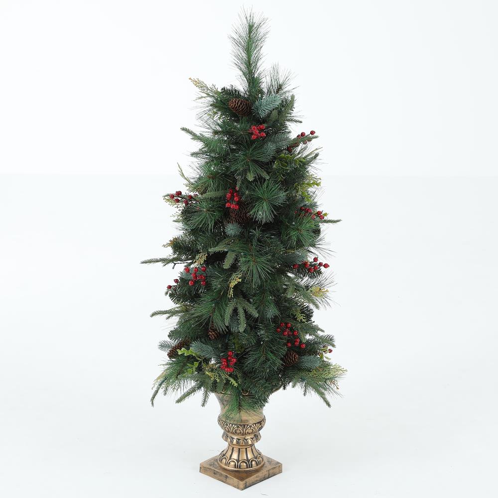 Luxen offers Home 4-ft Pine Pre-lit Traditional Artificial Christmas Tree with LED