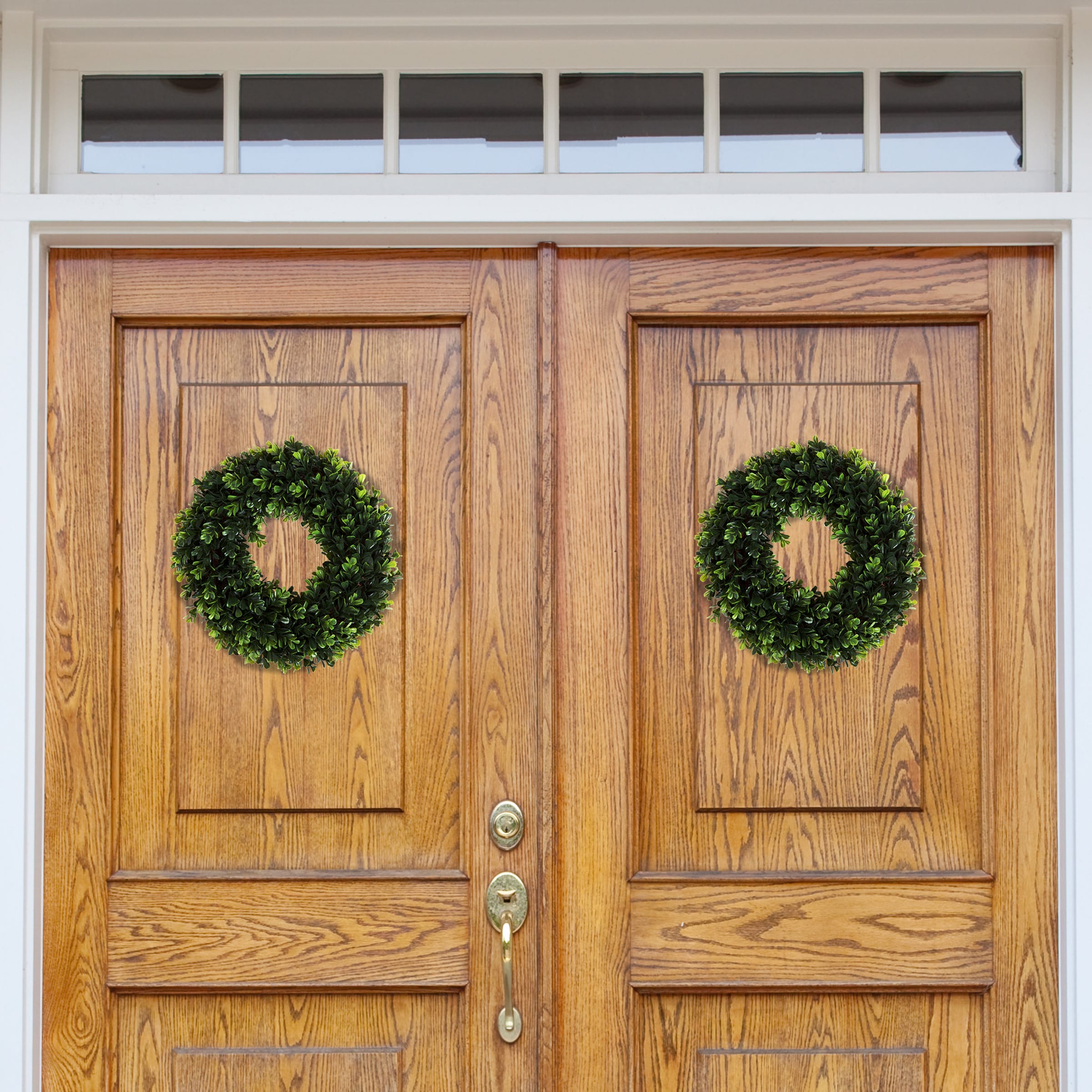 Nature Spring 13.7-Inch UV-Resistant Artificial Boxwood Wreath