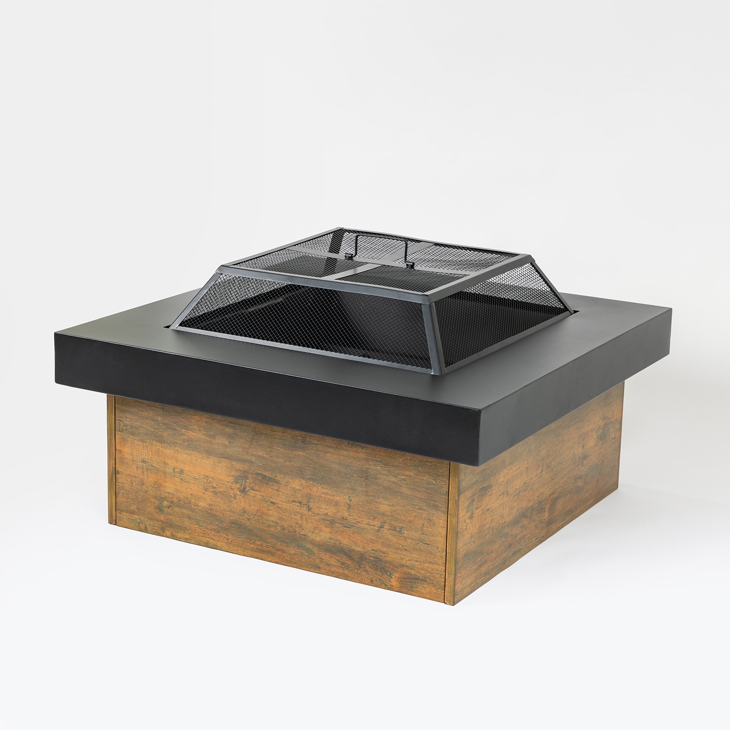 Mondawe MA-N17TOP360AAZ 34.25-in W Black and Brown Iron Wood-Burning Fire Pit
