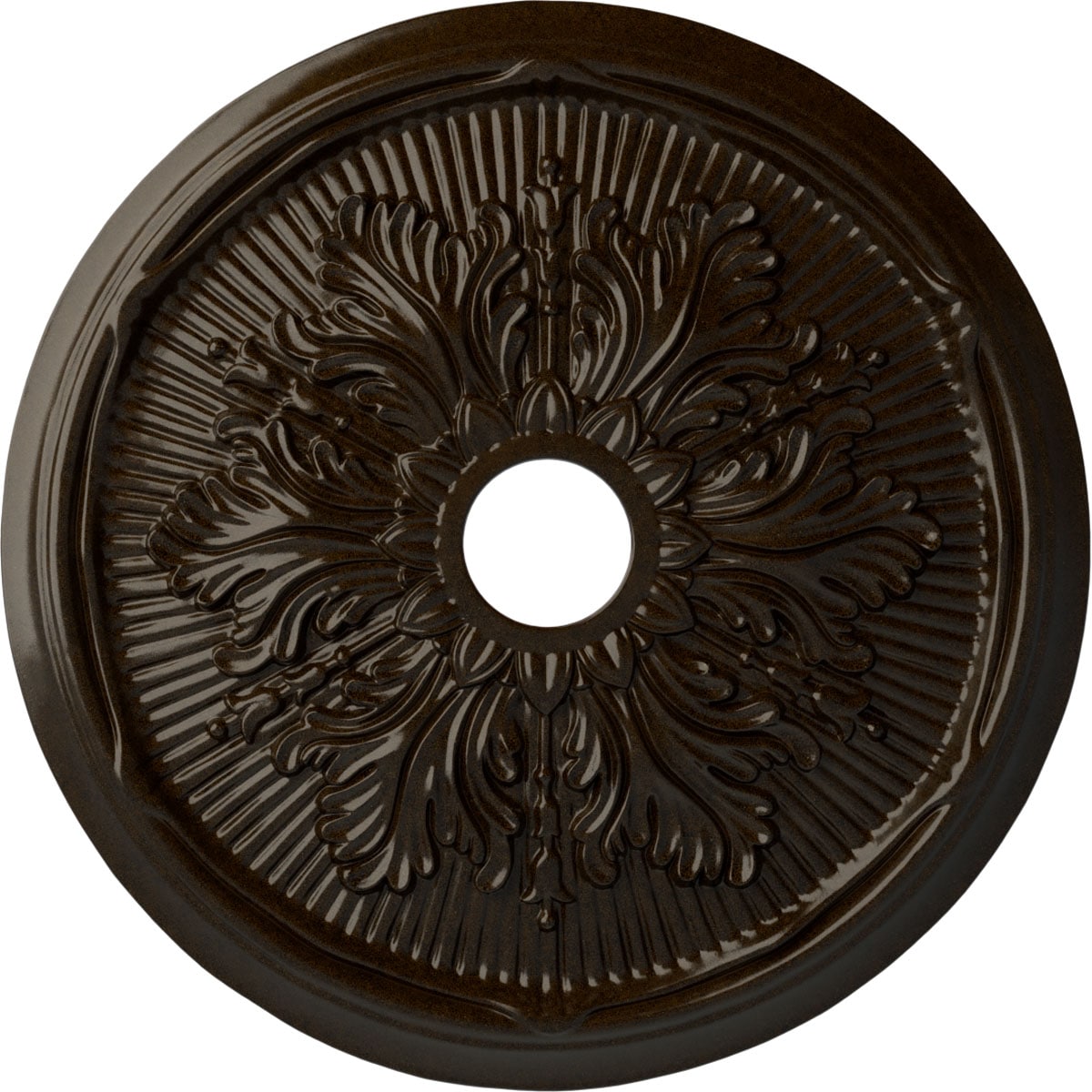 Ekena Millwork CM23LUBZS Luton Leaf 23.75-in W x 23.75-in L Painted Bronze Polyurethane Whole Ceiling Medallion