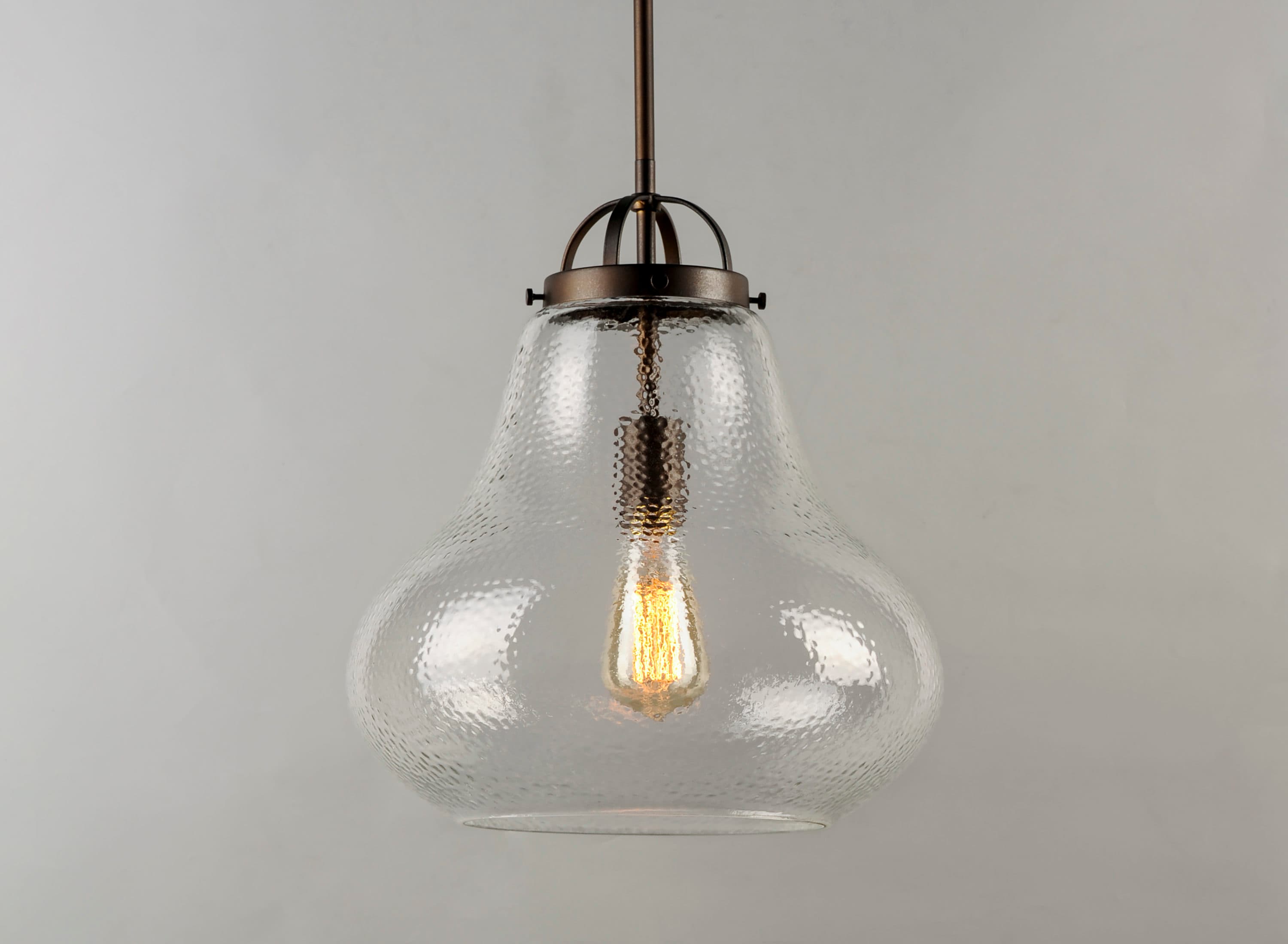 Stella 14" Hammered Glass Bronze Pendant Light