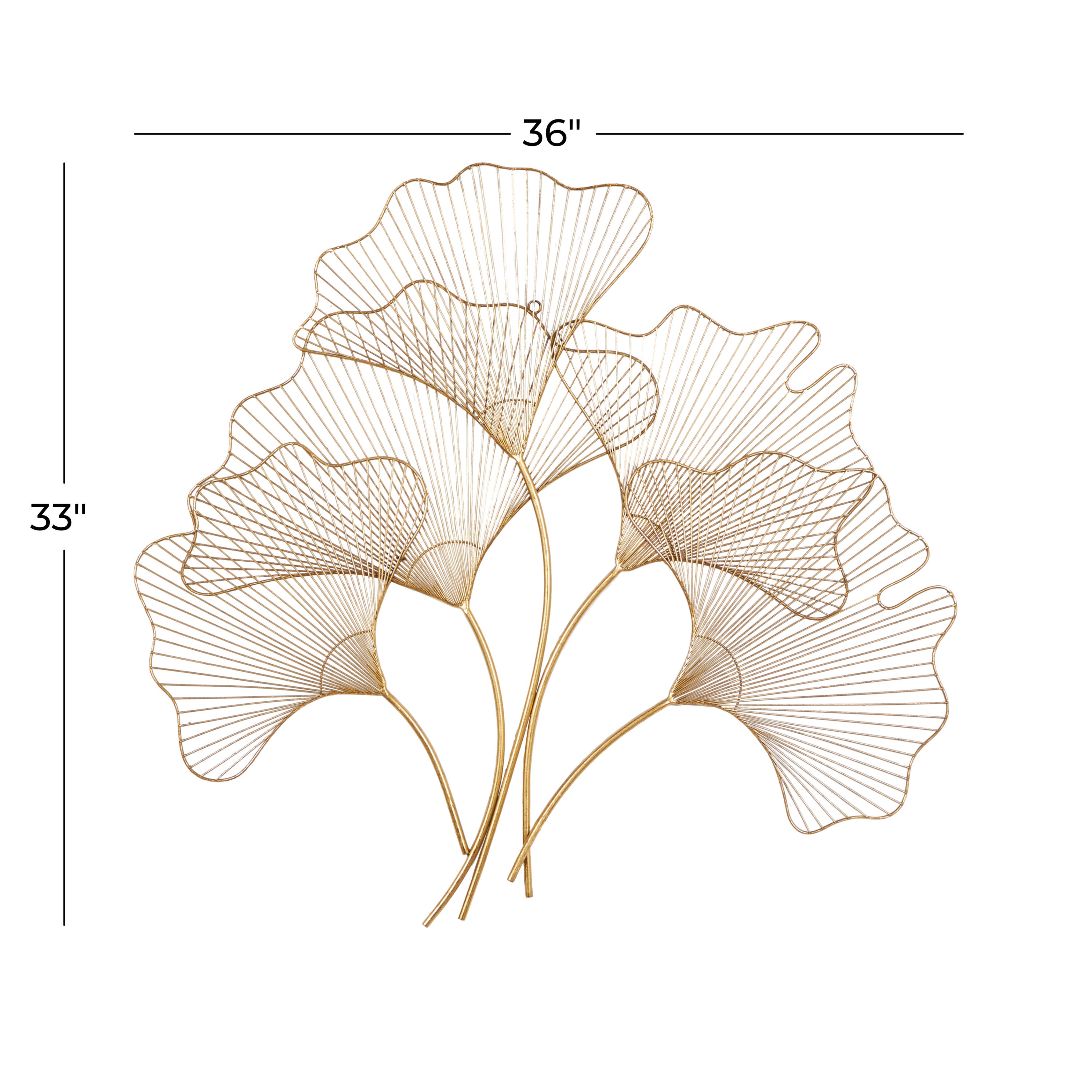 Elegant Gold Gingko Leaf Cluster Wall Sculpture, 38" x 34"