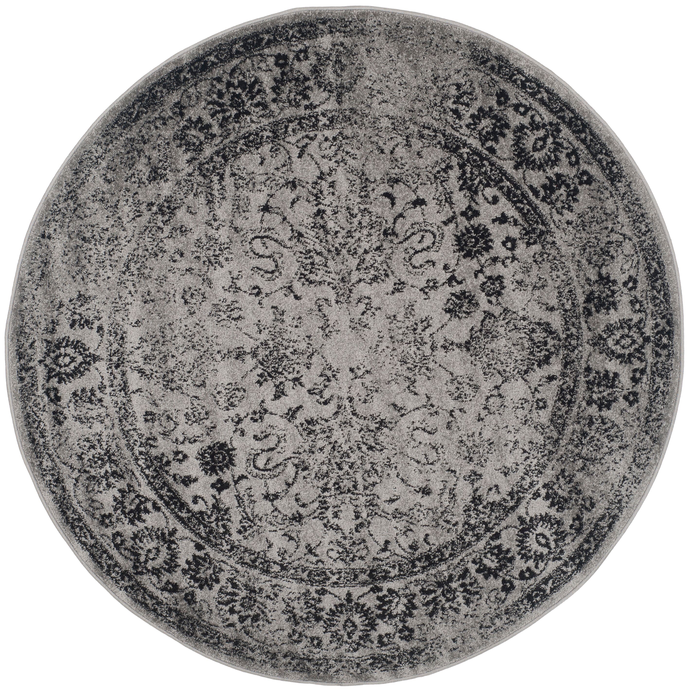 Safavieh ADR109B-10R Adirondack Kashan 10 x 10 (ft) Loomed Polypropylene Gray/Black Round Indoor Distressed/Overdyed Vintage Area rug