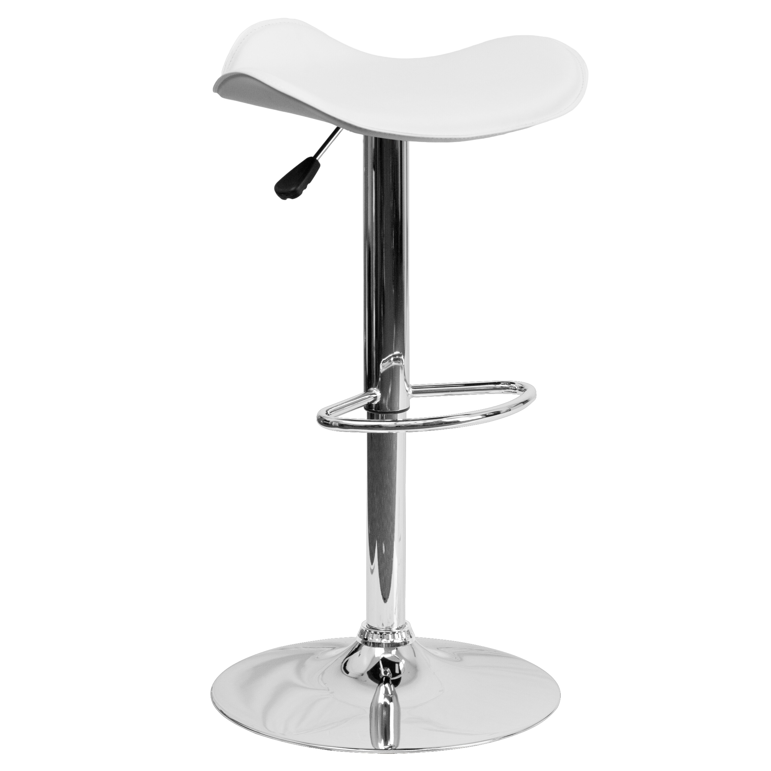 Flash Furniture 847254066822 White 23.75-in H Adjustable Height Short Saddle seat Upholstered Swivel Metal Bar Stool