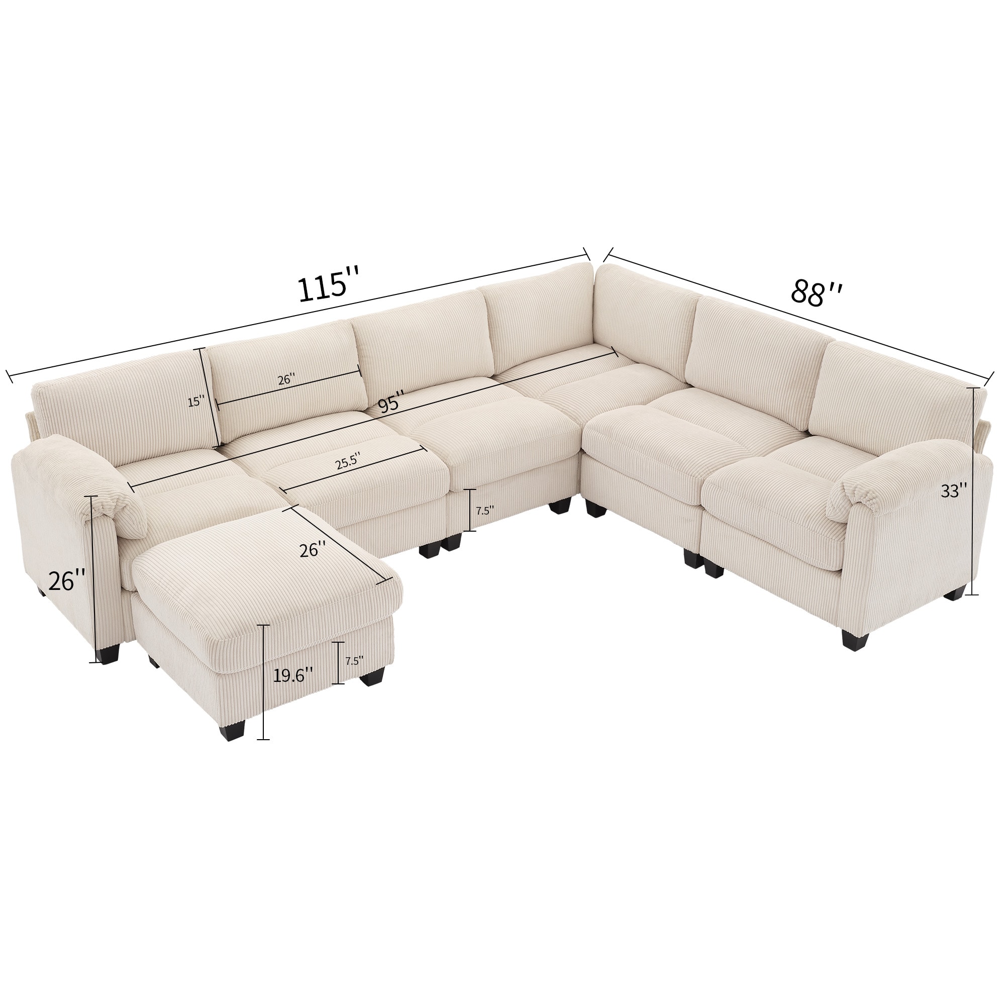 JEAREY DSRSF-WH-SR Sofas-Loveseats - View #5
