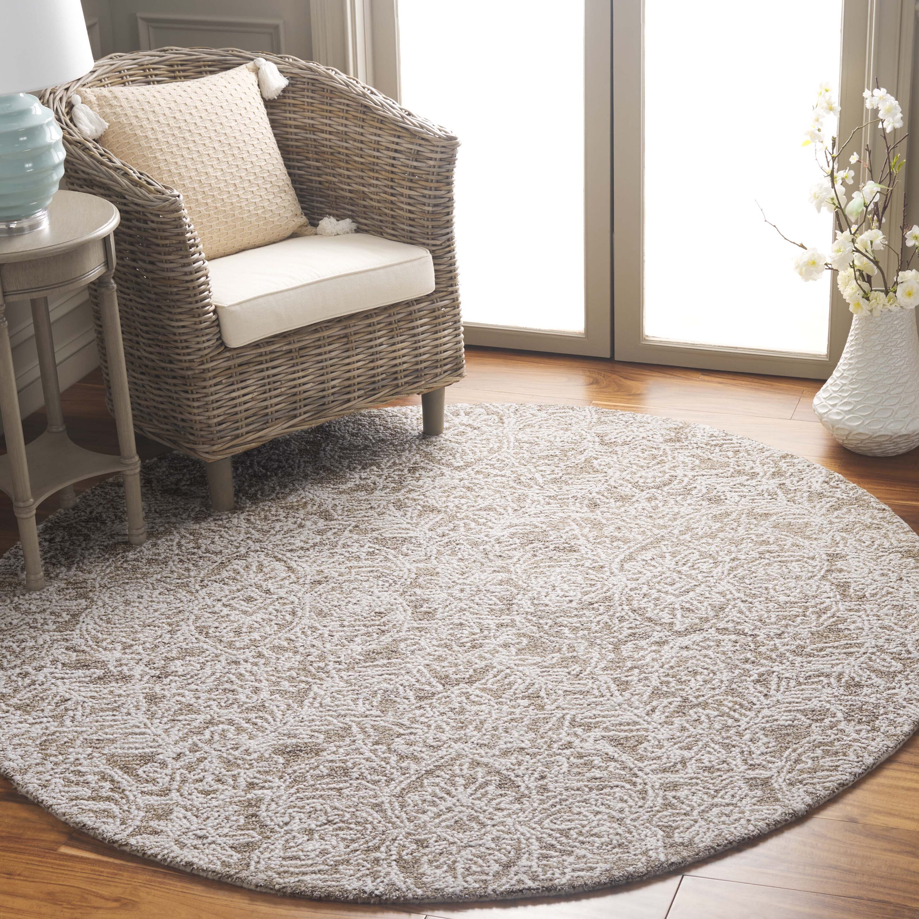  Ebony 215 Brown/Ivory Traditional 6ft x 6ft Round Rug