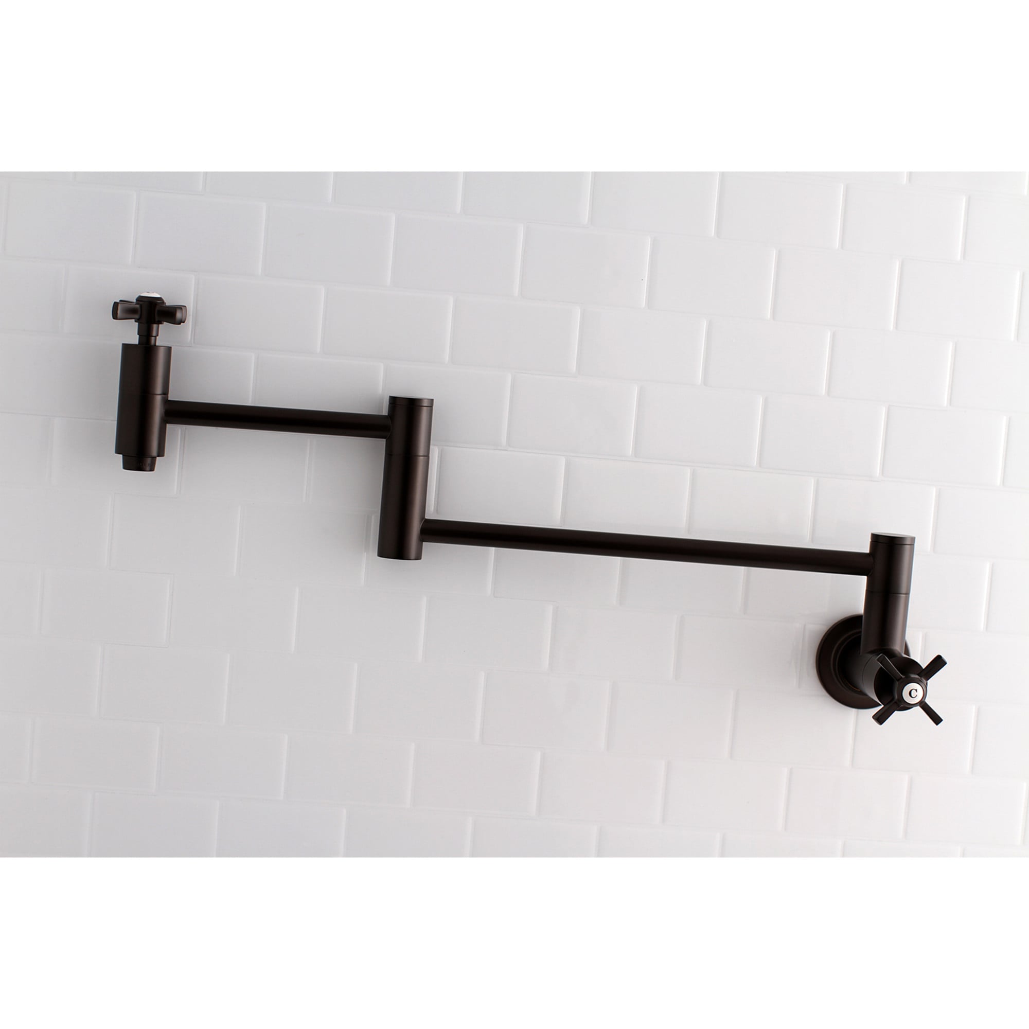 Kingston Brass WLKS8105ZX Millennium Oil Rubbed Bronze Double Handle Wall-mount Pot Filler Kitchen Faucet