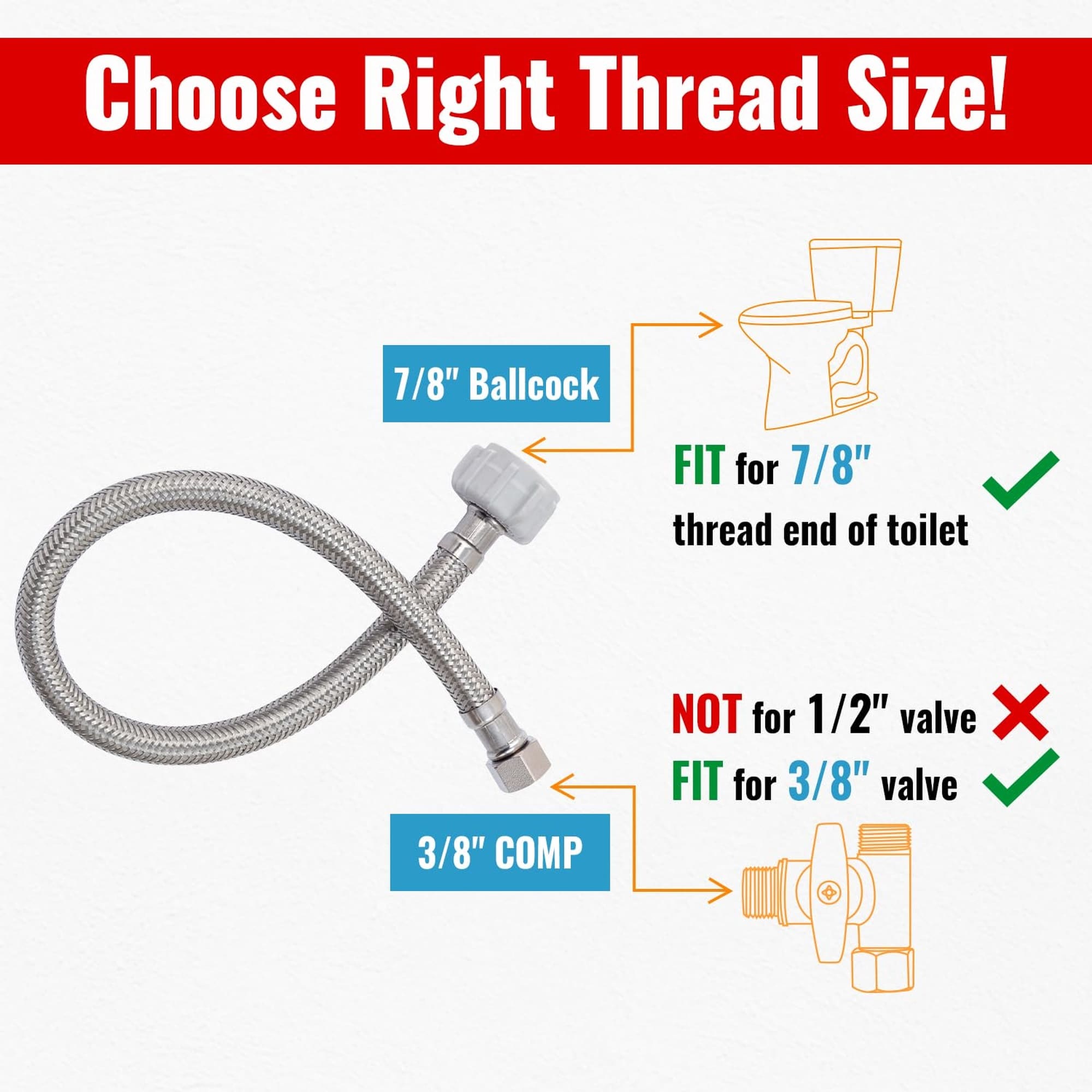 Numhew NHDREW401422 Toilet-Faucet-Supply-Lines - View #4