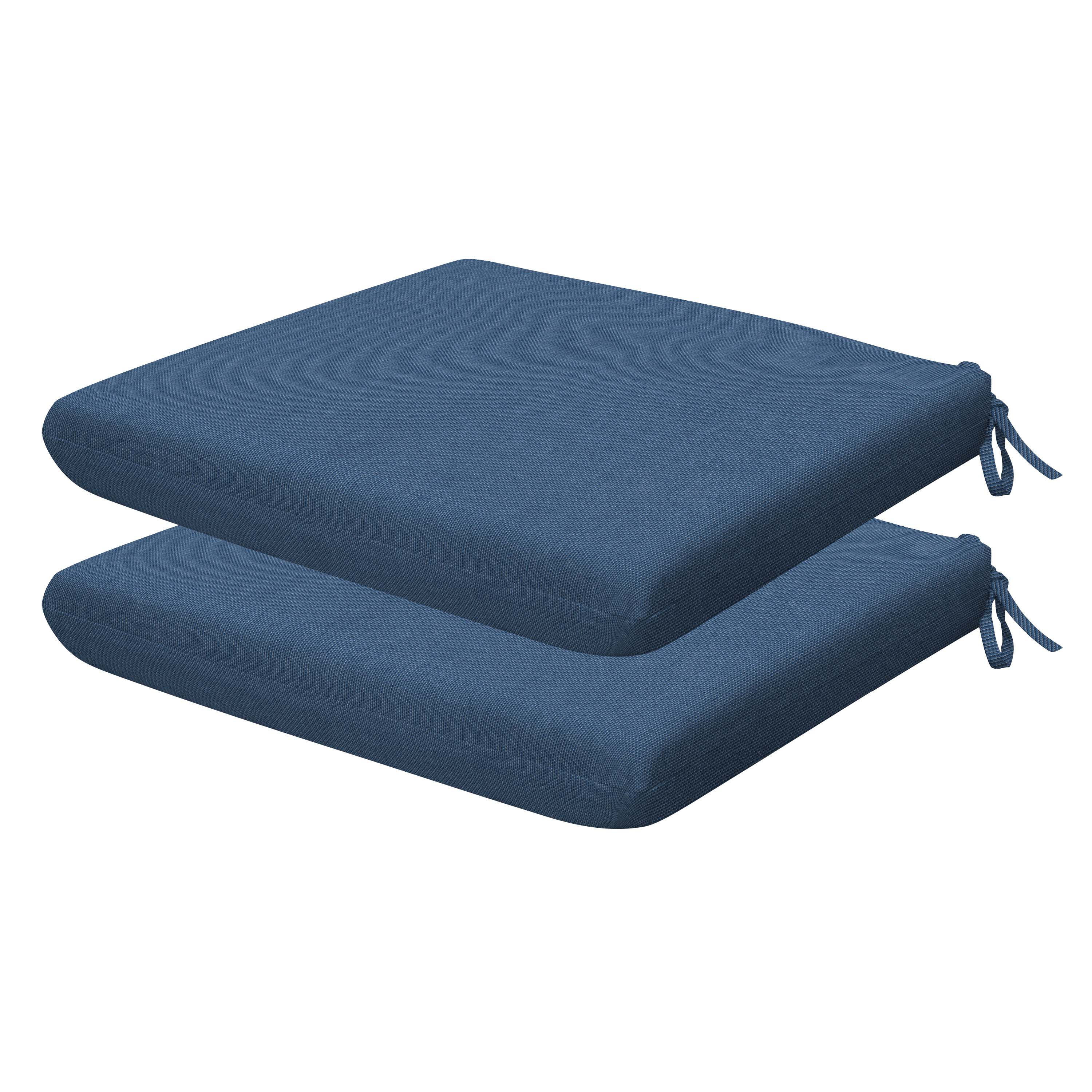 3i Products LO1313-201A140 Textured Solid Pacific Blue Universal Seat Cushion 2pk 17.5-in x 18-in 2 -Piece Pacific Blue Patio chair cushion
