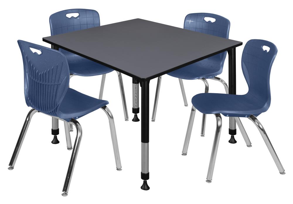 Regency TB4848GYAPBK40NV Classroom Tables Gray 4-Person Training Table (48-in W x 34-in H)