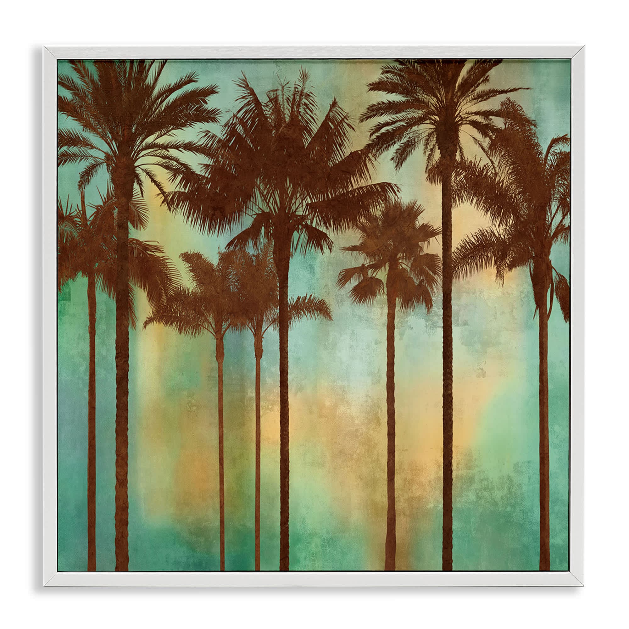 Stupell Industries BS-548-WFR-17X17 Palm Trees over Gradient Framed Giclee design by John Seba