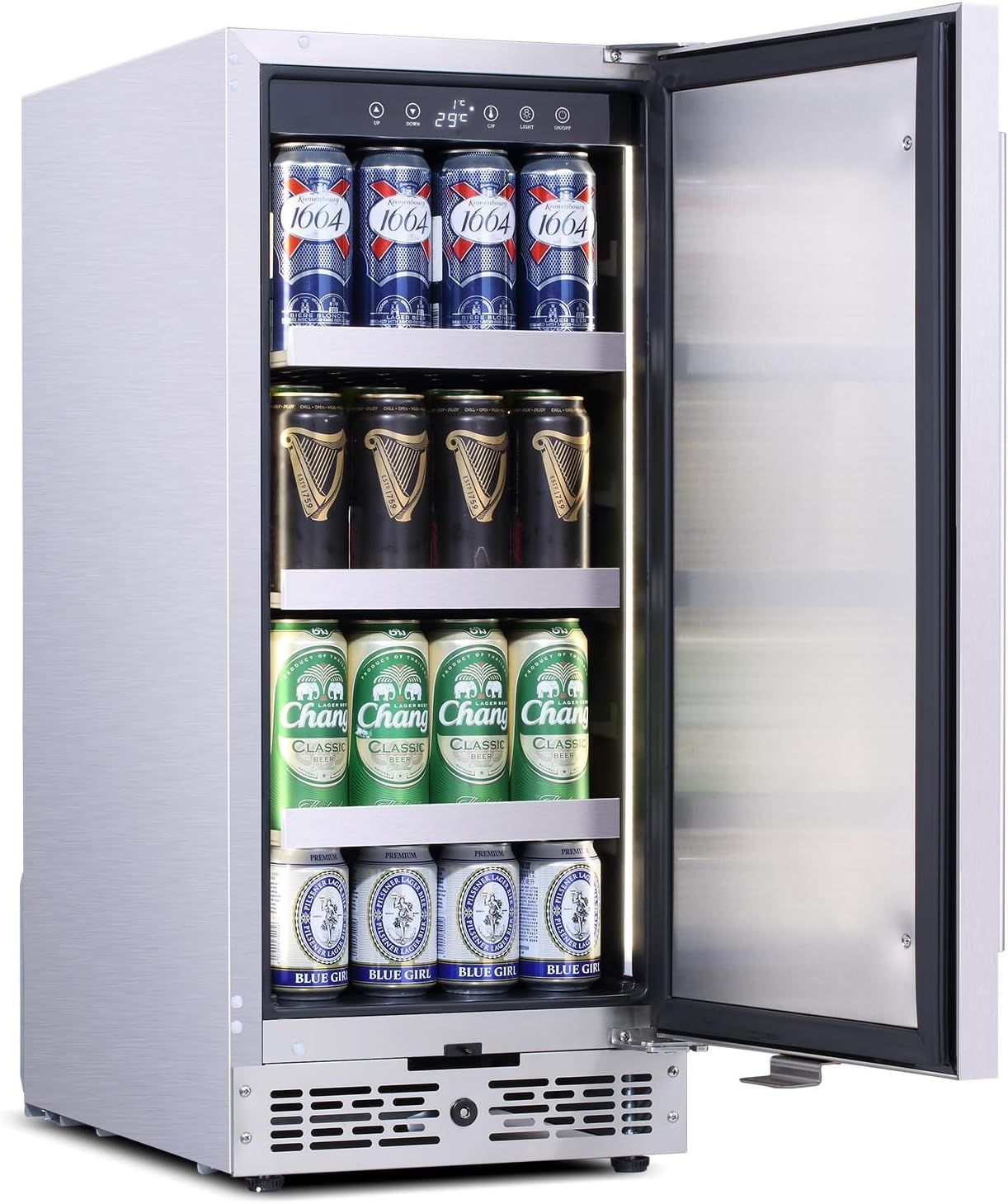 Jeremy Cass DNLWASH70 14.7-Inches W 100 -Can Capacity Silver Built-in/Freestanding Indoor Beverage Refrigerator