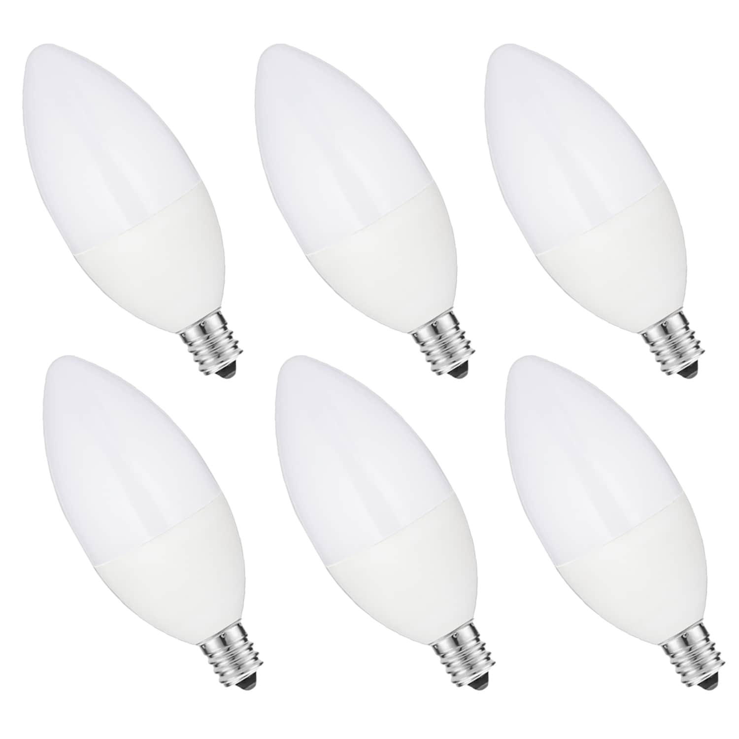 YANSUN L-FZLZ10103E12-6 60 -Watt EQ B11 Daylight Candelabra base (E-12) LED Decorative Light Bulb 6 -Pack
